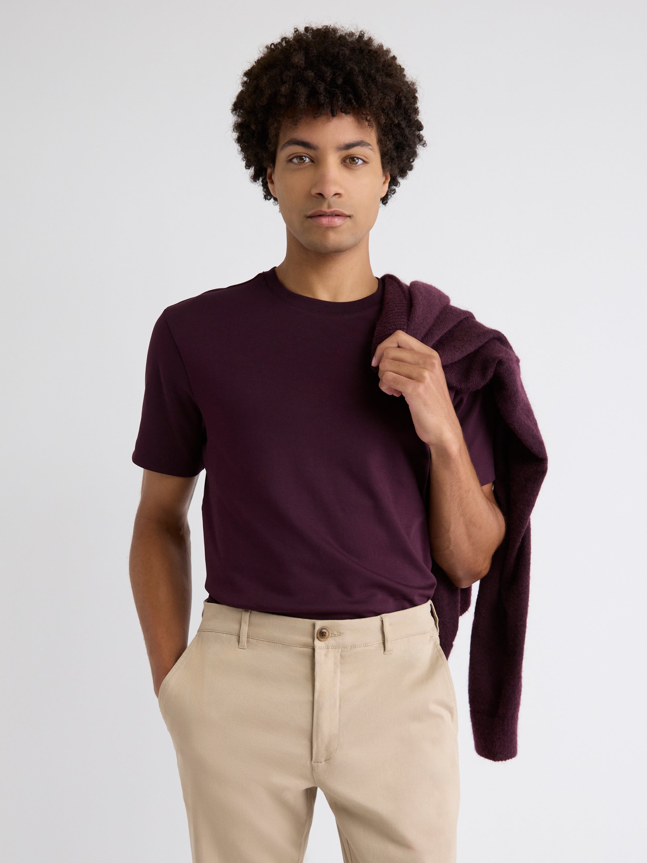 Solid Interlock Cotton Crew-Neck Tee rw&co On Sale