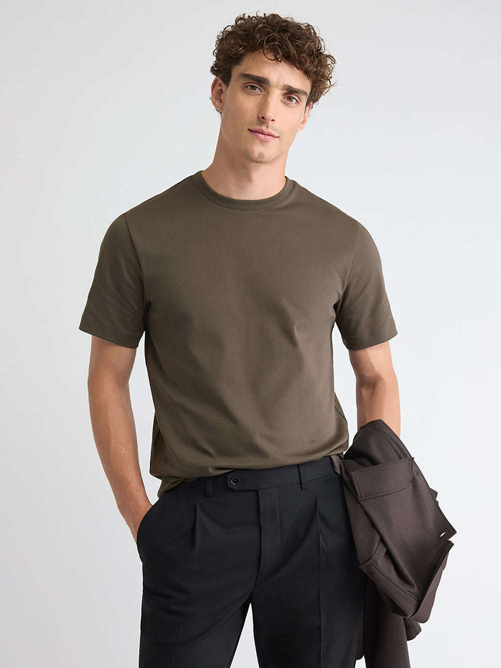 Solid Interlock Cotton Crew-Neck Tee rw&co On Sale