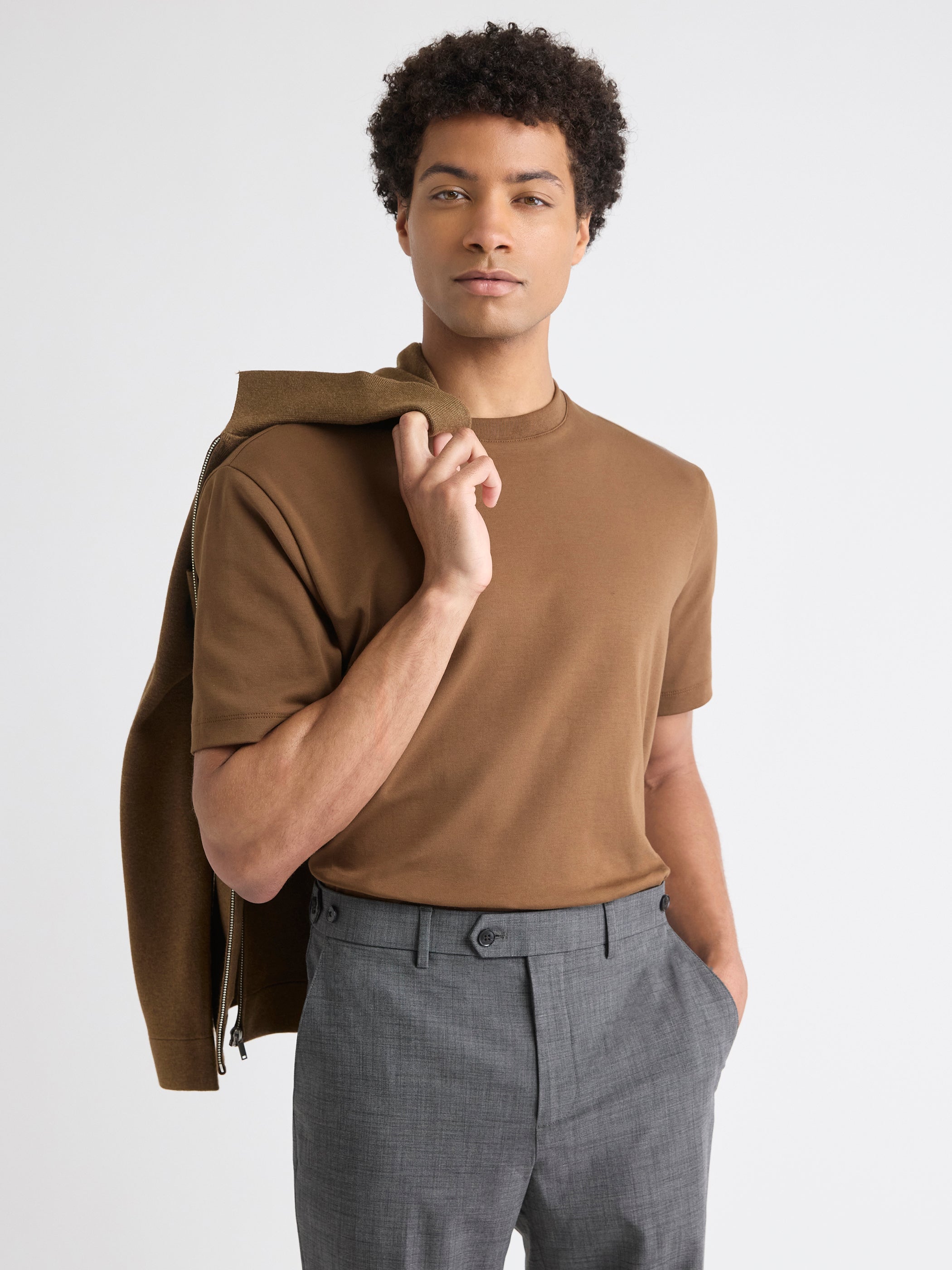 Solid Interlock Cotton Crew-Neck Tee rw&co On Sale
