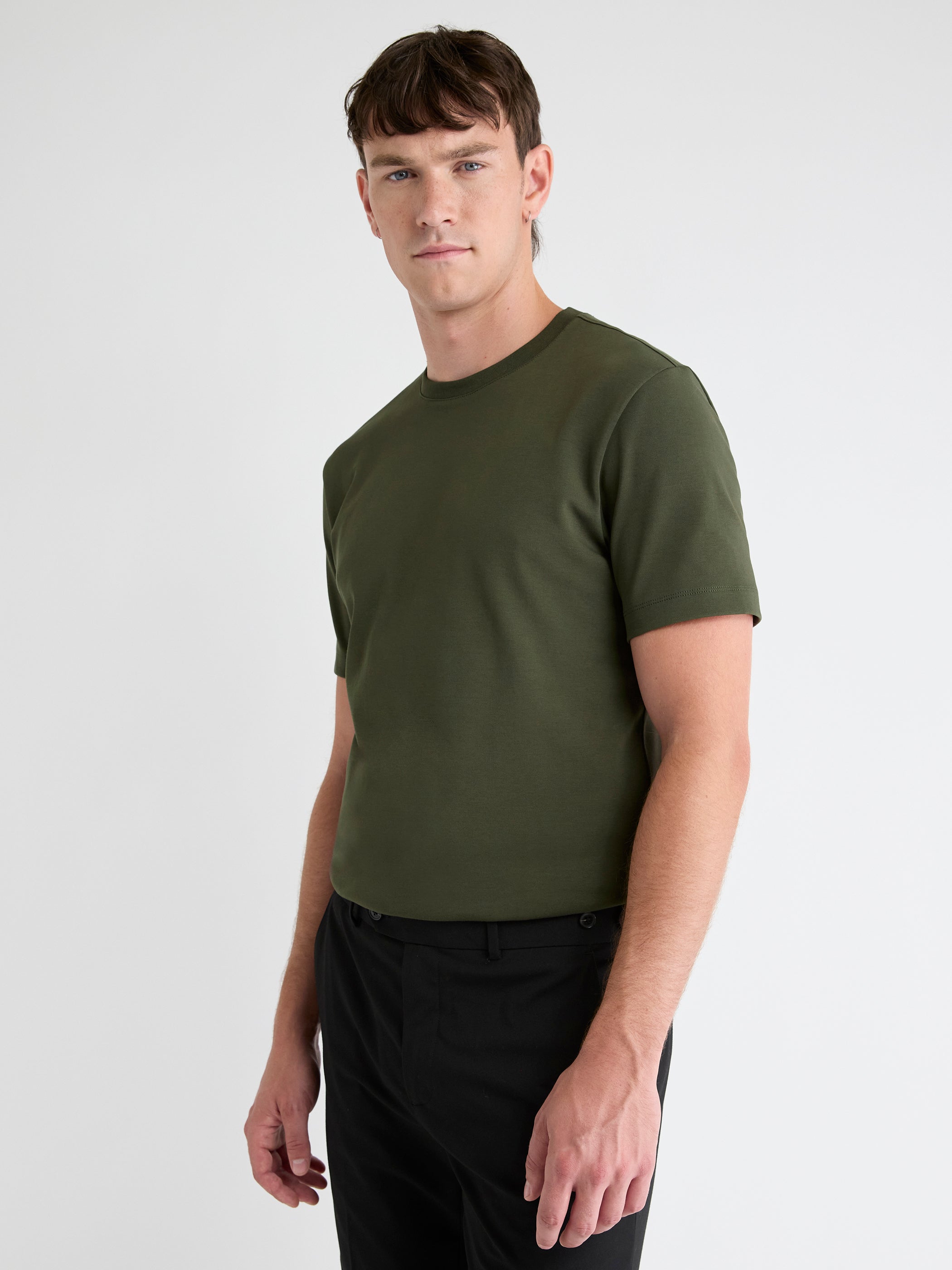 Solid Interlock Cotton Crew-Neck Tee rw&co On Sale