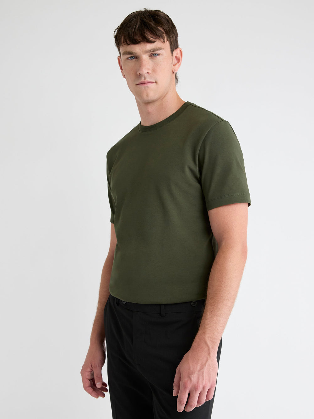 Solid Interlock Cotton Crew-Neck Tee rw&co On Sale