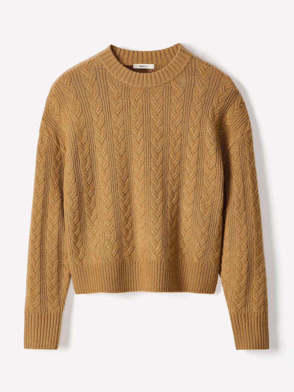 Long-Sleeve Crew-Neck Sweater with Cable Stitches rw&co On Sale