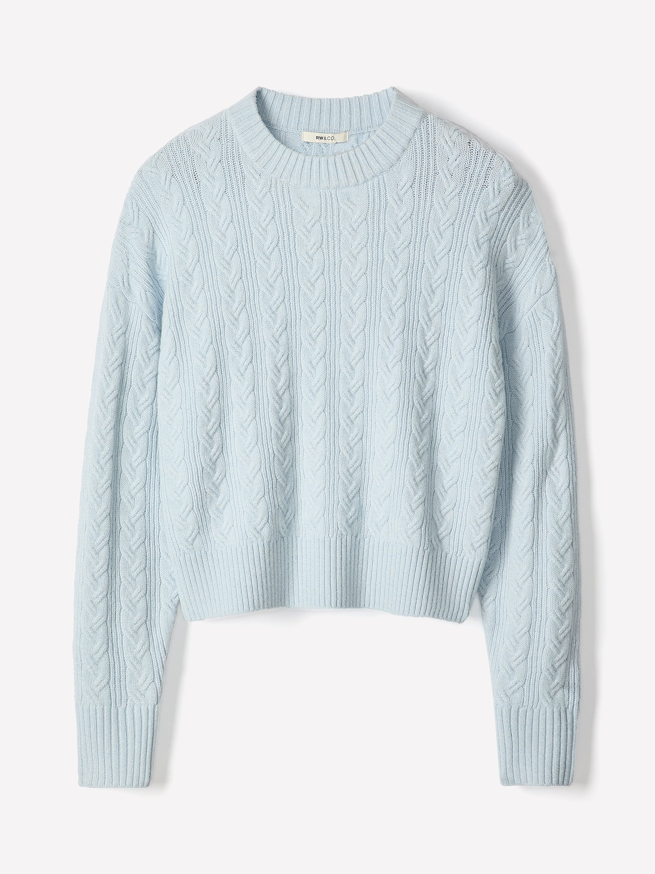 Long-Sleeve Crew-Neck Sweater with Cable Stitches rw&co On Sale