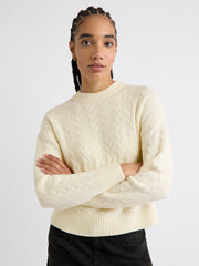 Long-Sleeve Crew-Neck Sweater with Cable Stitches rw&co On Sale