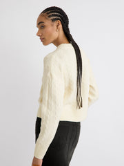 Long-Sleeve Crew-Neck Sweater with Cable Stitches rw&co On Sale