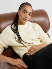 Long-Sleeve Crew-Neck Sweater with Cable Stitches rw&co On Sale