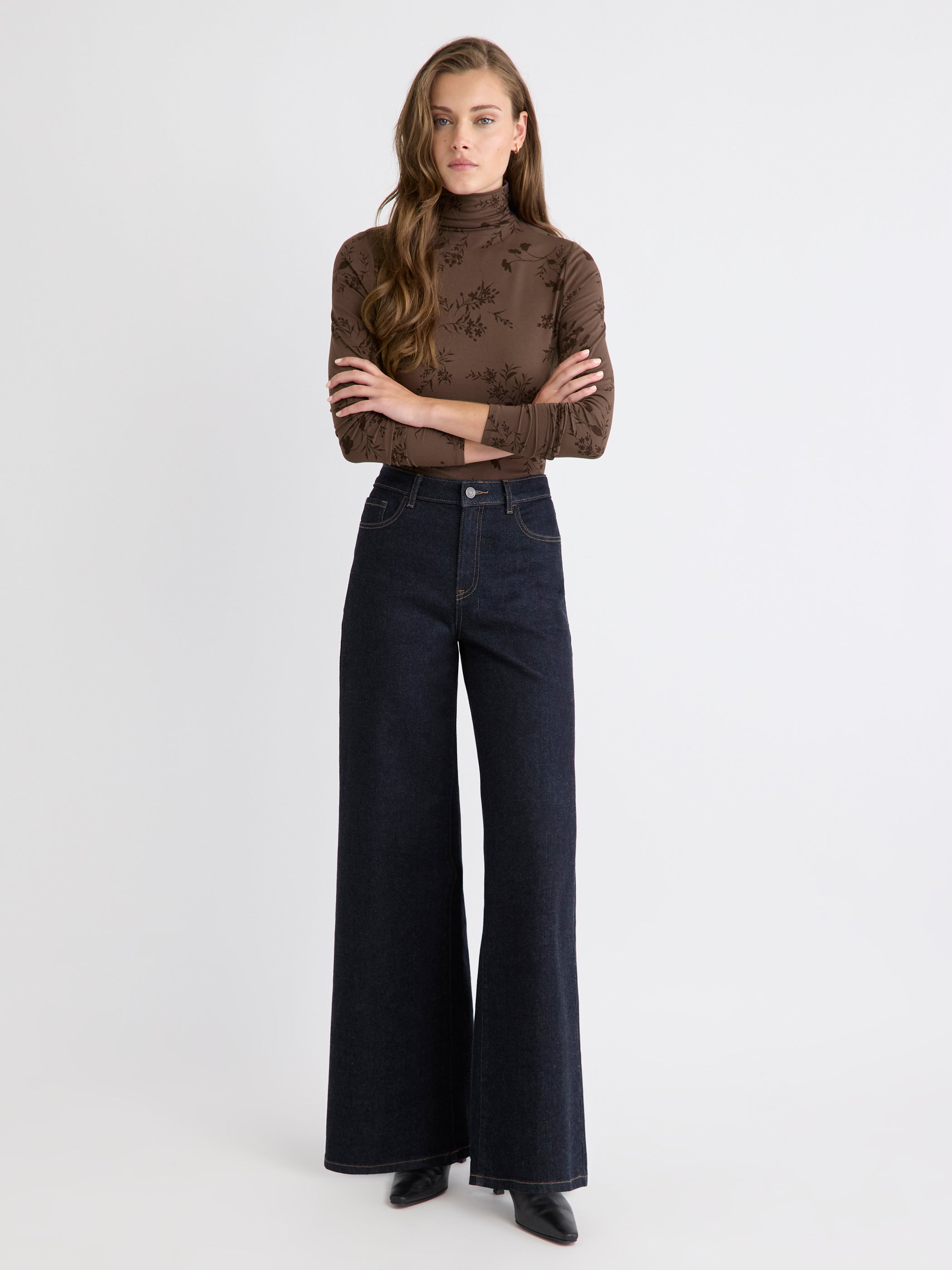 Fitted Long-Sleeve Mock-Neck Tee rw&co Exclusive Sale Price
