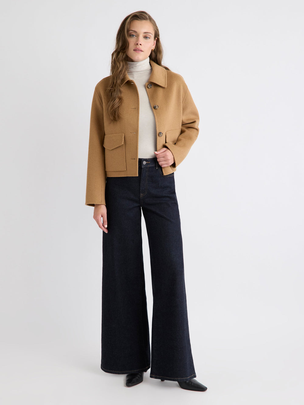 Fitted Long-Sleeve Mock-Neck Tee rw&co Exclusive Sale Price