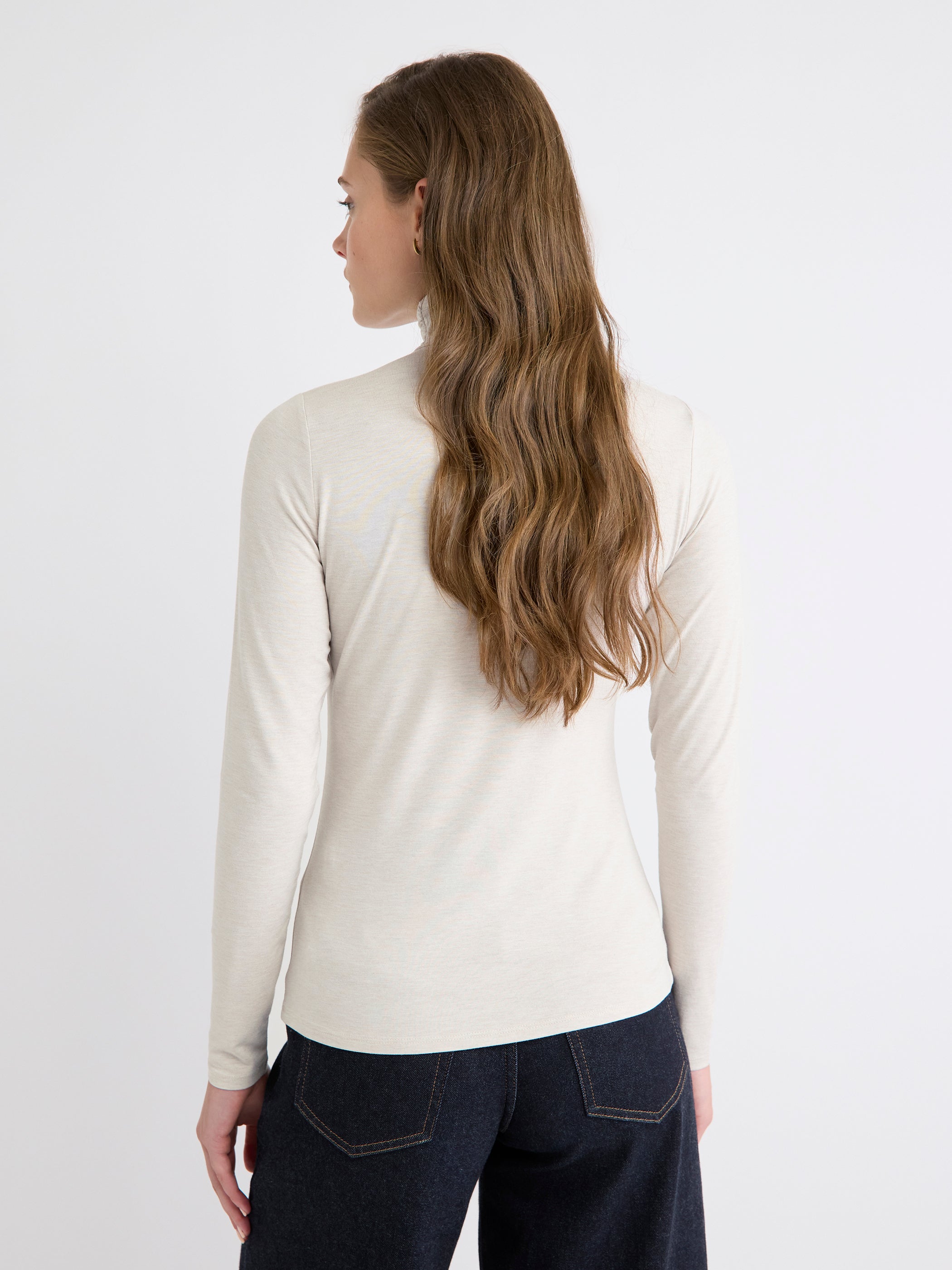 Fitted Long-Sleeve Mock-Neck Tee rw&co Exclusive Sale Price