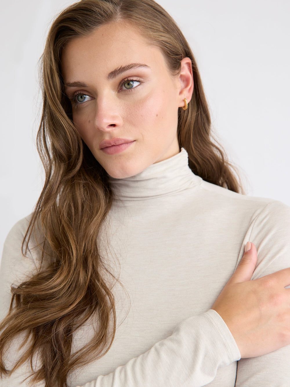 Fitted Long-Sleeve Mock-Neck Tee rw&co Exclusive Sale Price