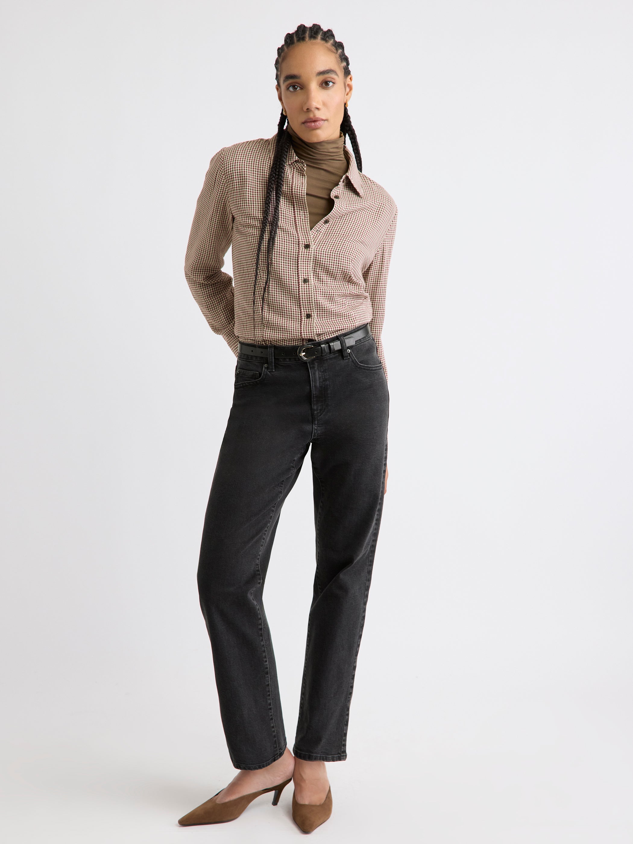Fitted Long-Sleeve Mock-Neck Tee rw&co Exclusive Sale Price