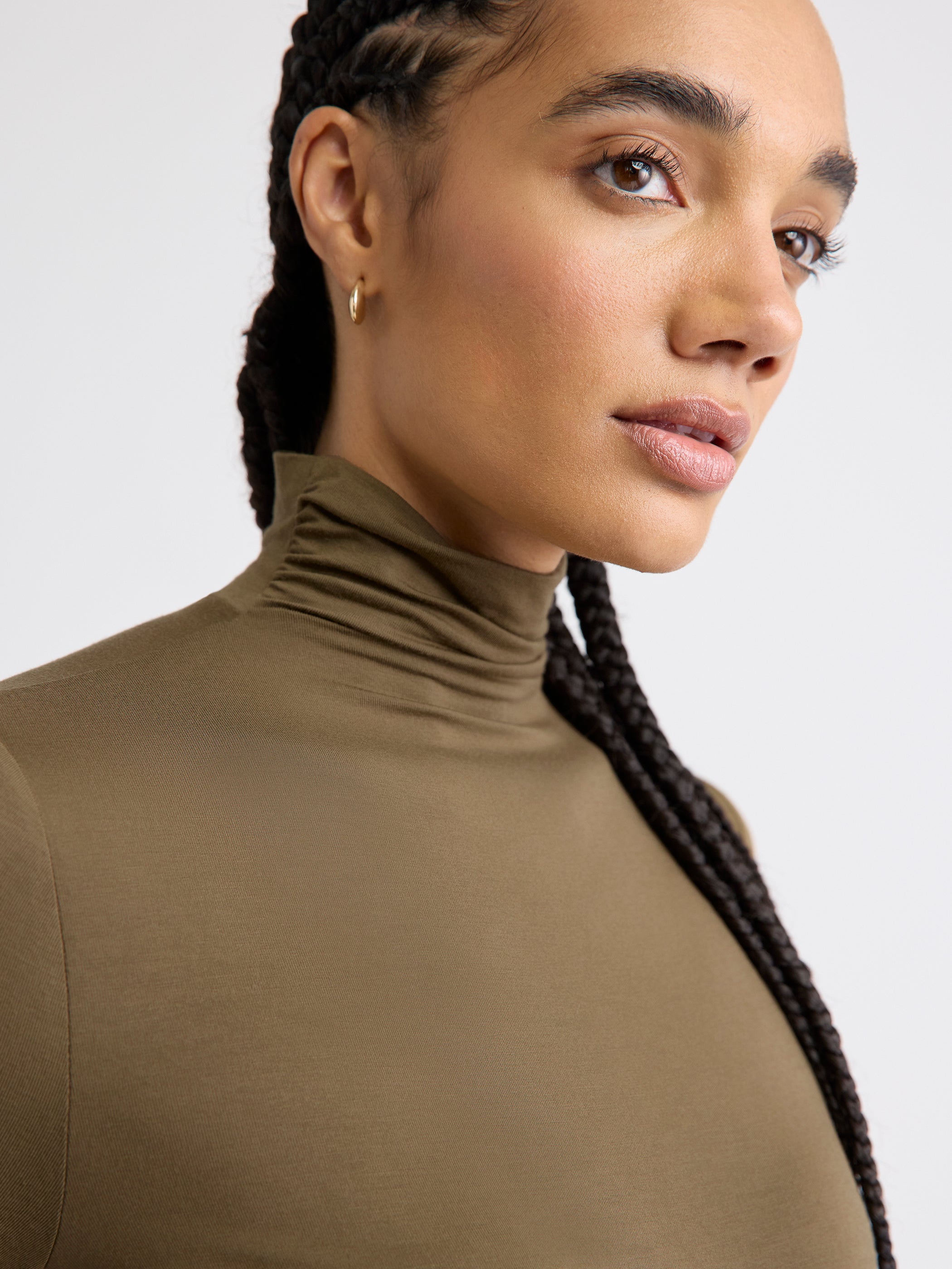 Fitted Long-Sleeve Mock-Neck Tee rw&co Exclusive Sale Price