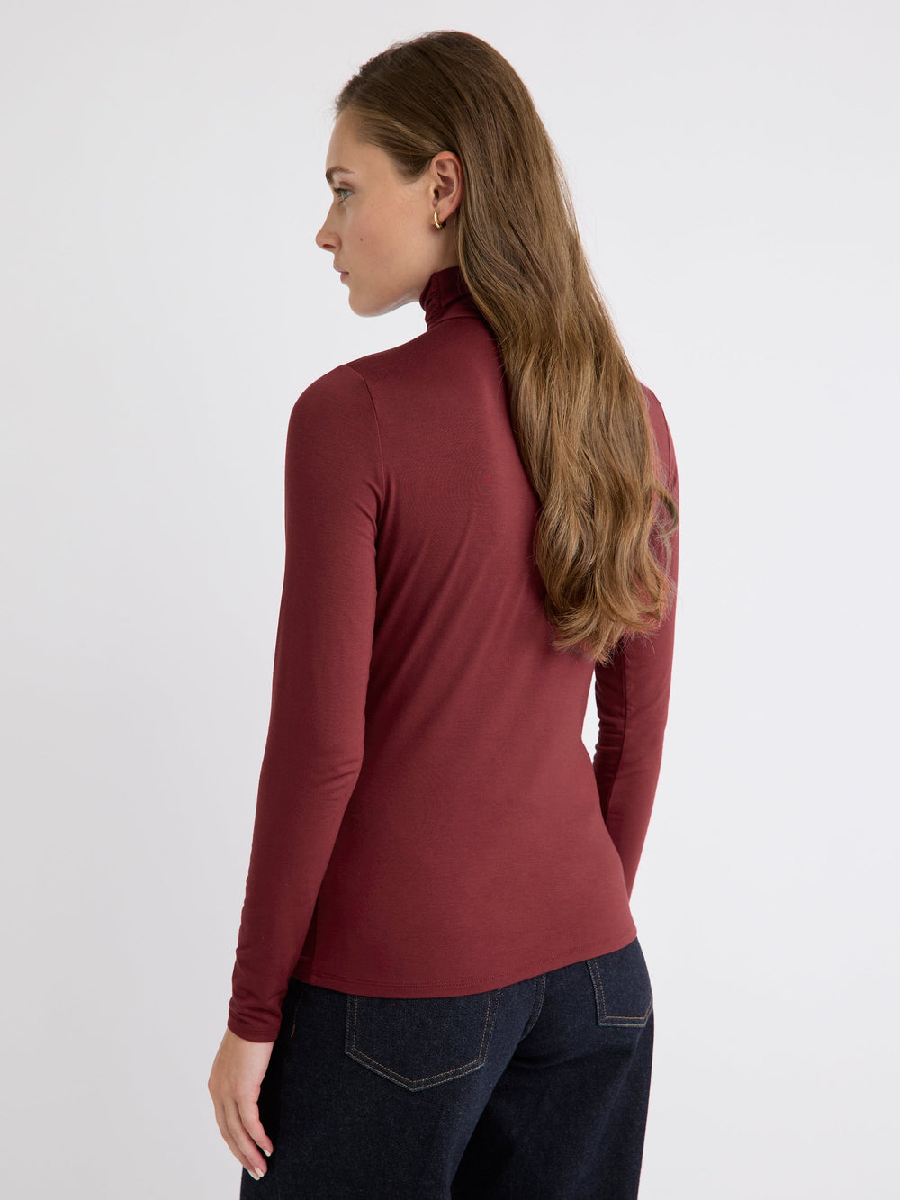 Fitted Long-Sleeve Mock-Neck Tee rw&co Exclusive Sale Price