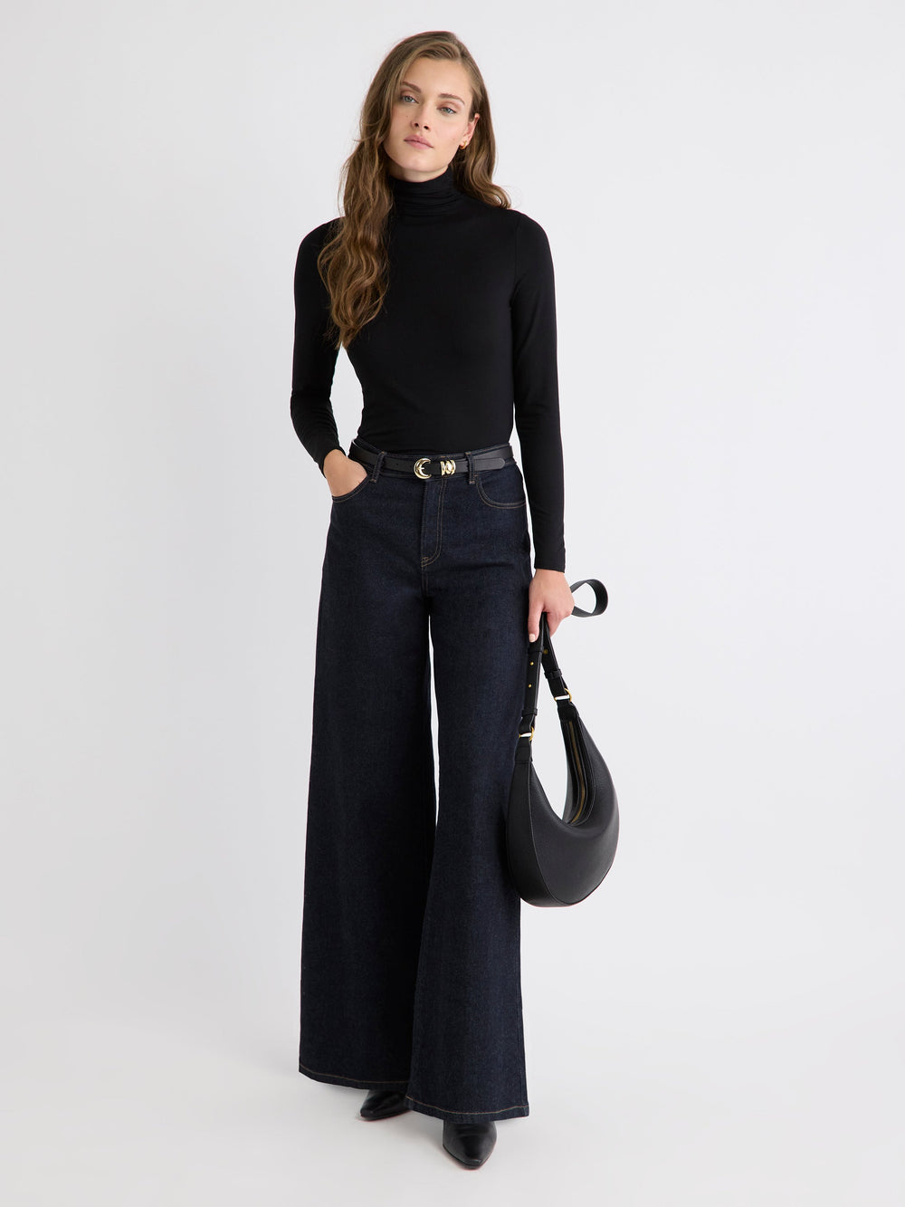 Fitted Long-Sleeve Mock-Neck Tee rw&co Exclusive Sale Price