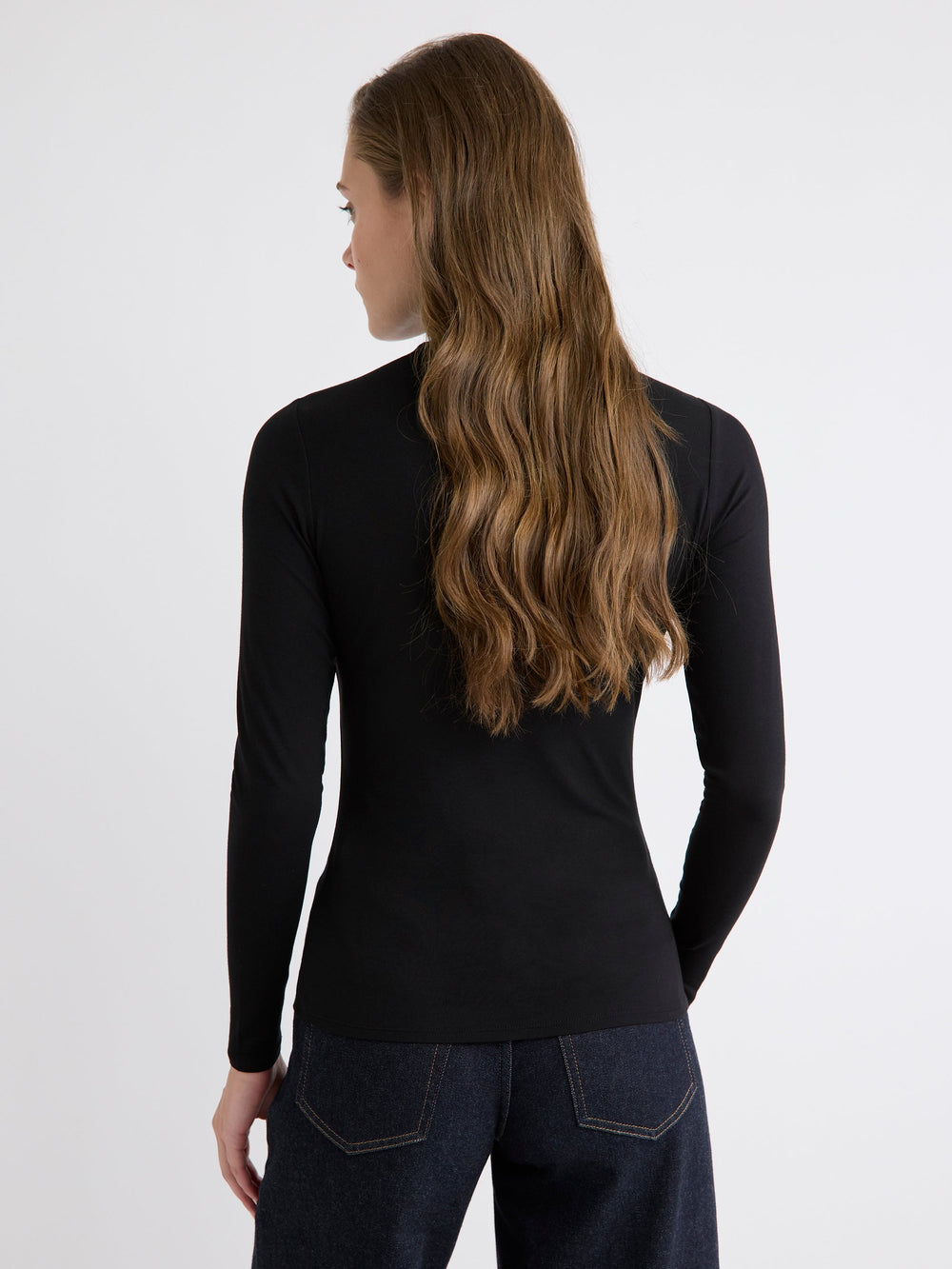 Fitted Long-Sleeve Mock-Neck Tee rw&co Exclusive Sale Price