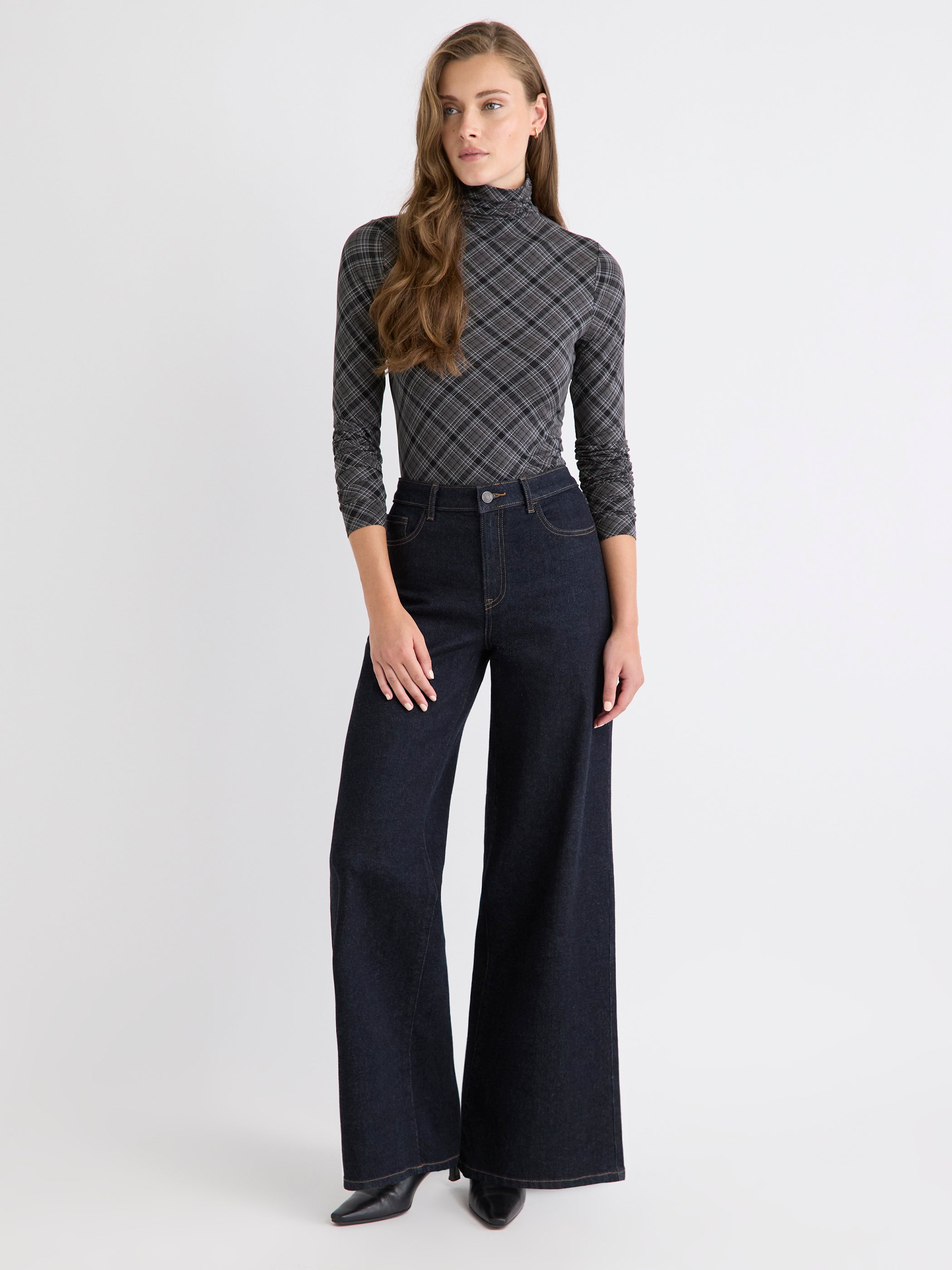 Fitted Long-Sleeve Mock-Neck Tee rw&co Exclusive Sale Price