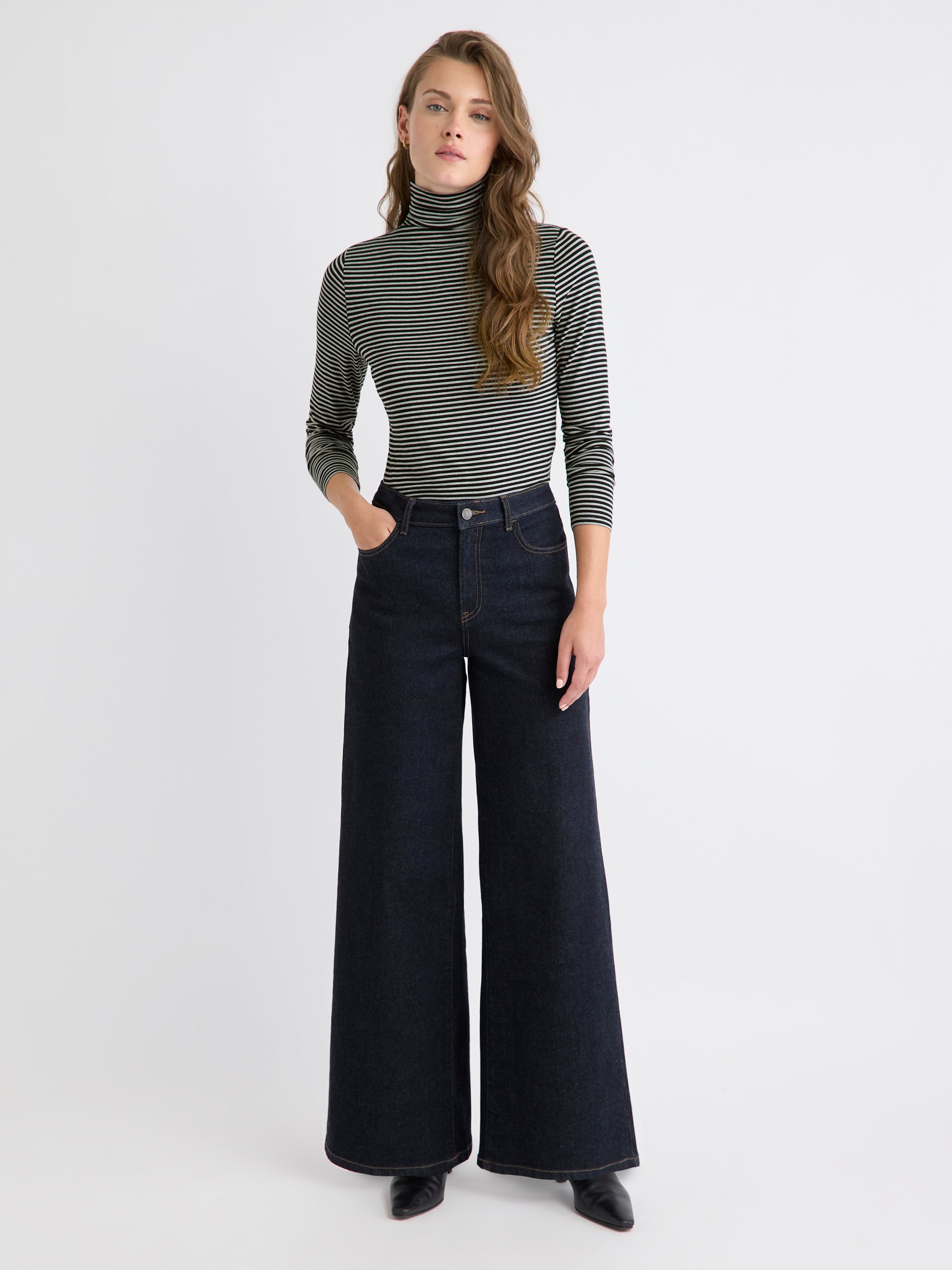 Fitted Long-Sleeve Mock-Neck Tee rw&co Special Promo Price