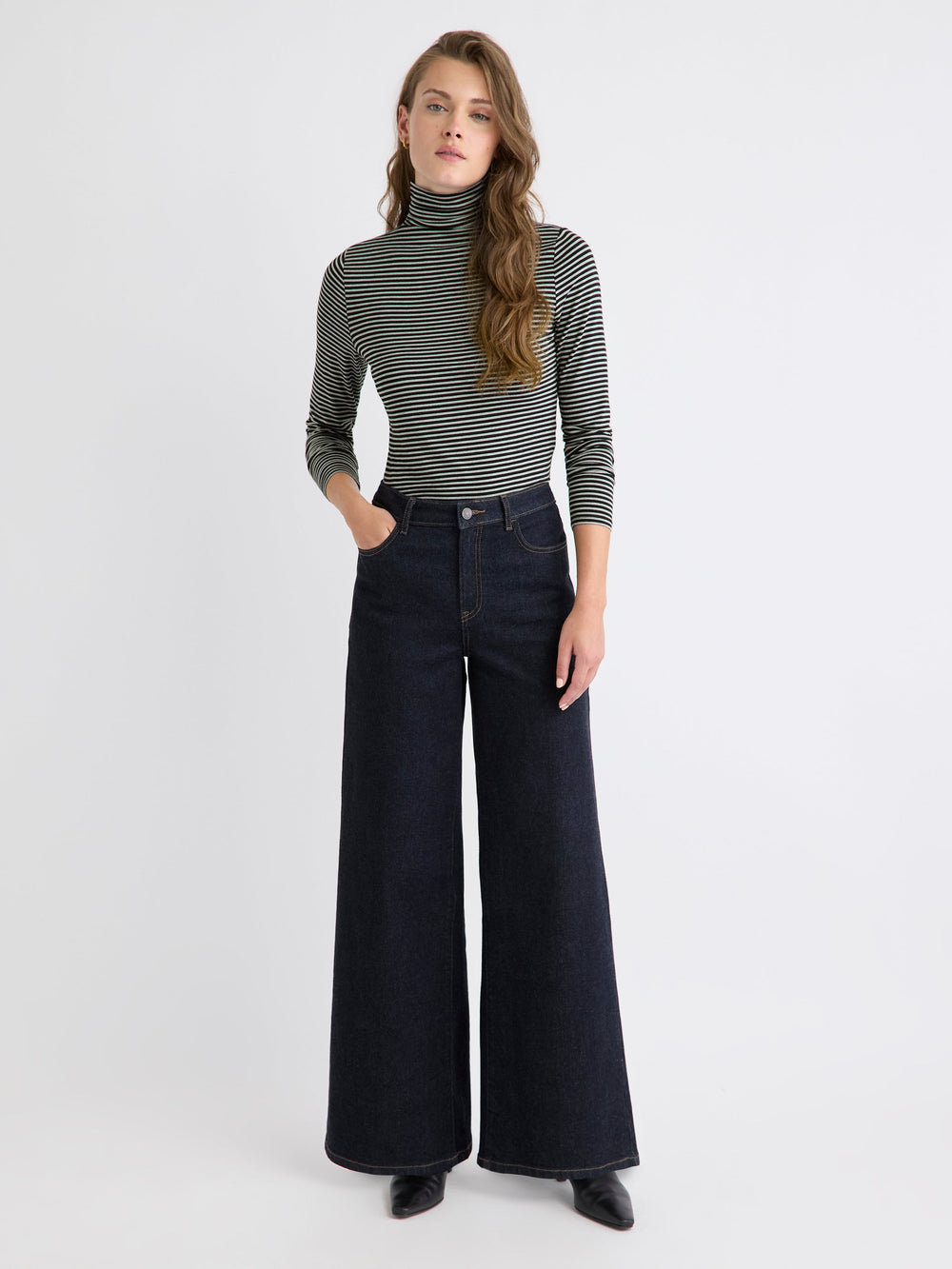 Fitted Long-Sleeve Mock-Neck Tee rw&co Special Promo Price