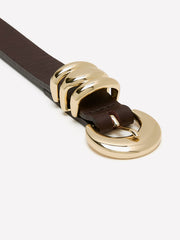 Thin Leather Belt with Rounded Buckle rw&co Limited Time Discount