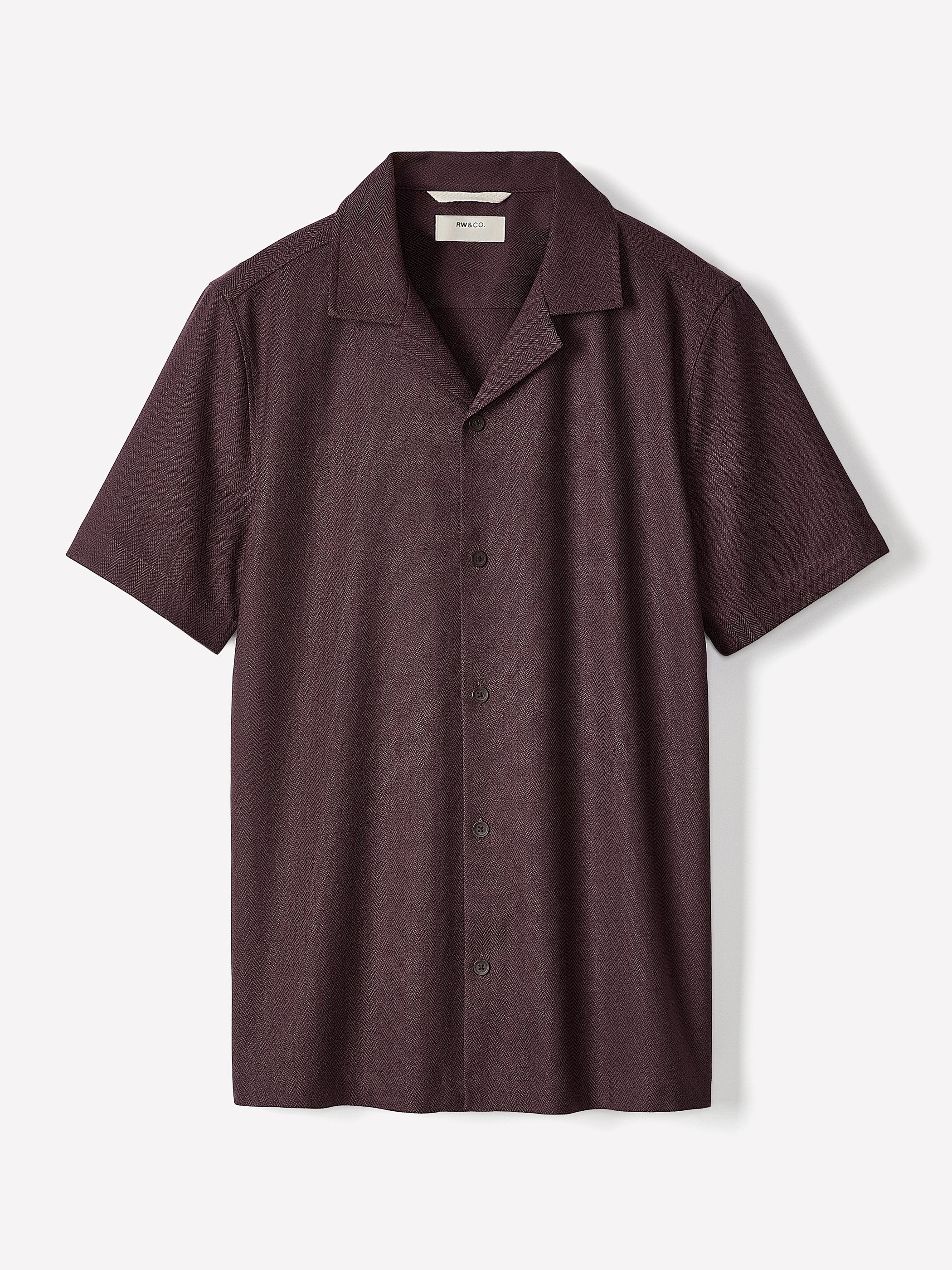 Short-Sleeve Herringbone Shirt with Camp Collar rw&co Exclusive Sale Price