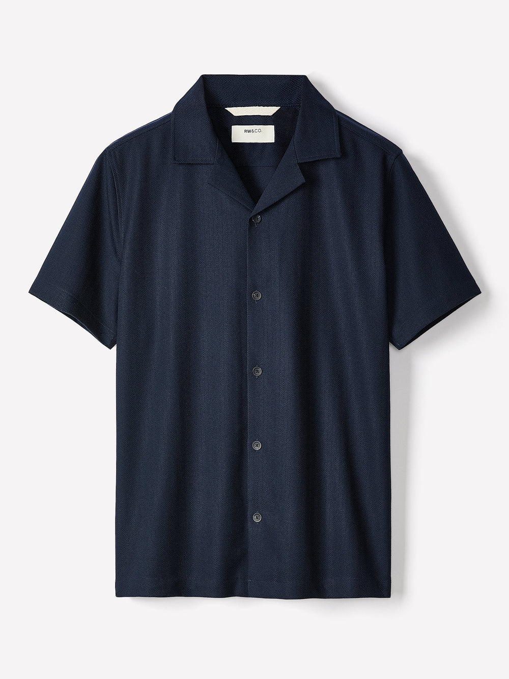 Short-Sleeve Herringbone Shirt with Camp Collar rw&co Exclusive Sale Price