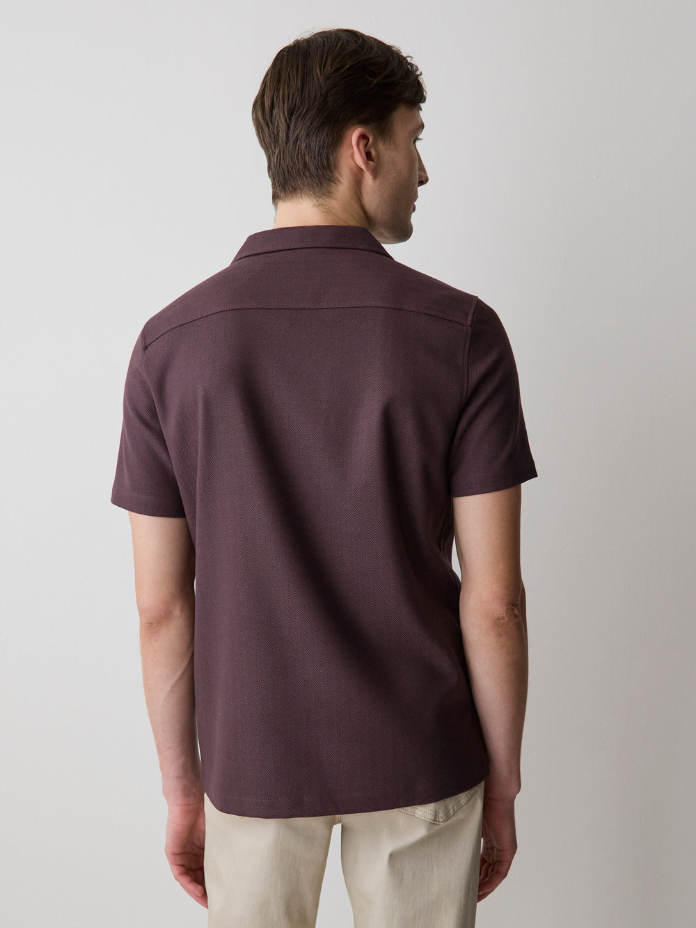 Short-Sleeve Herringbone Shirt with Camp Collar rw&co Exclusive Sale Price