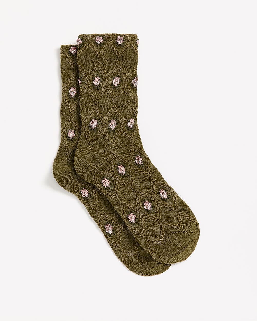 Crew Socks with Floral Pattern rw&co Special Promo Price