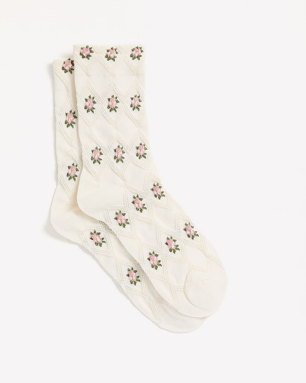 Crew Socks with Floral Pattern rw&co Special Promo Price