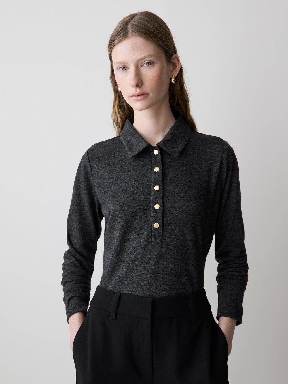 Long-Sleeve Fitted Polo rw&co Great Value Deal