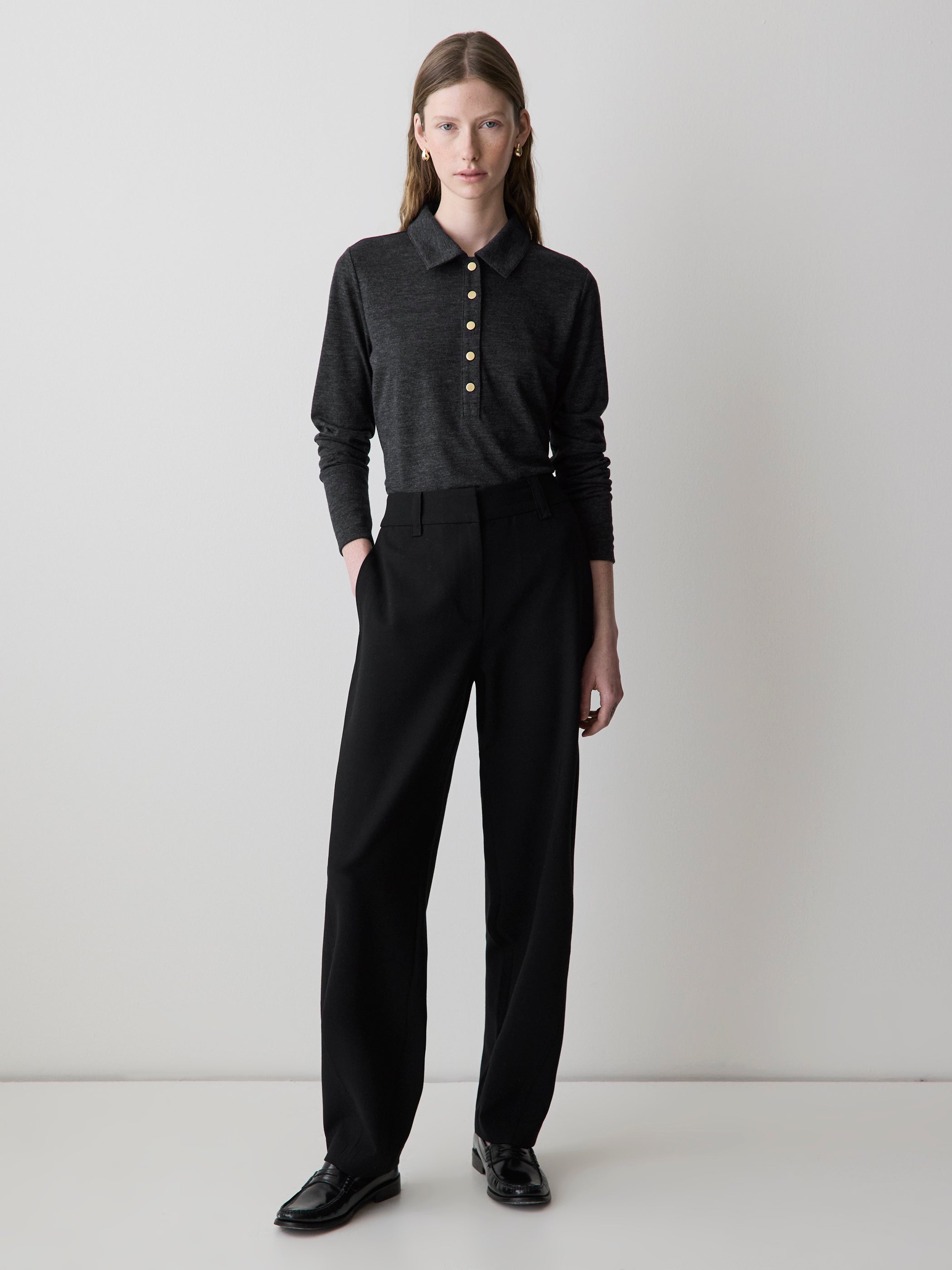 Long-Sleeve Fitted Polo rw&co Great Value Deal
