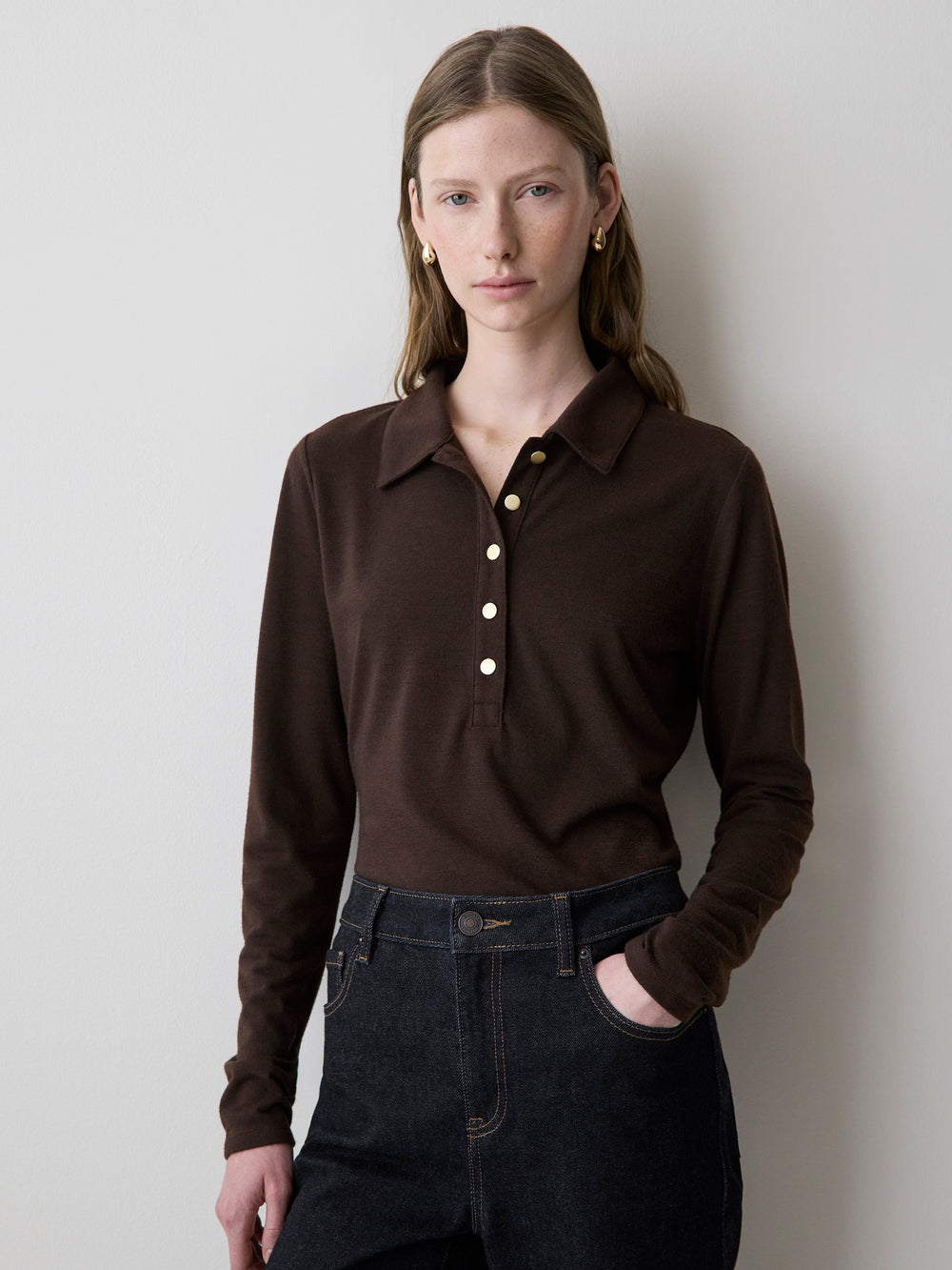Long-Sleeve Fitted Polo rw&co Great Value Deal
