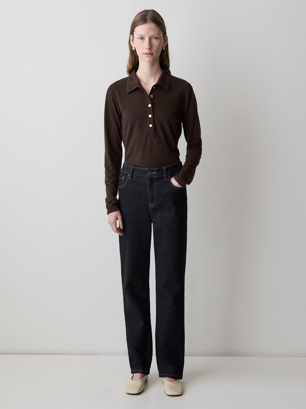 Long-Sleeve Fitted Polo rw&co Great Value Deal