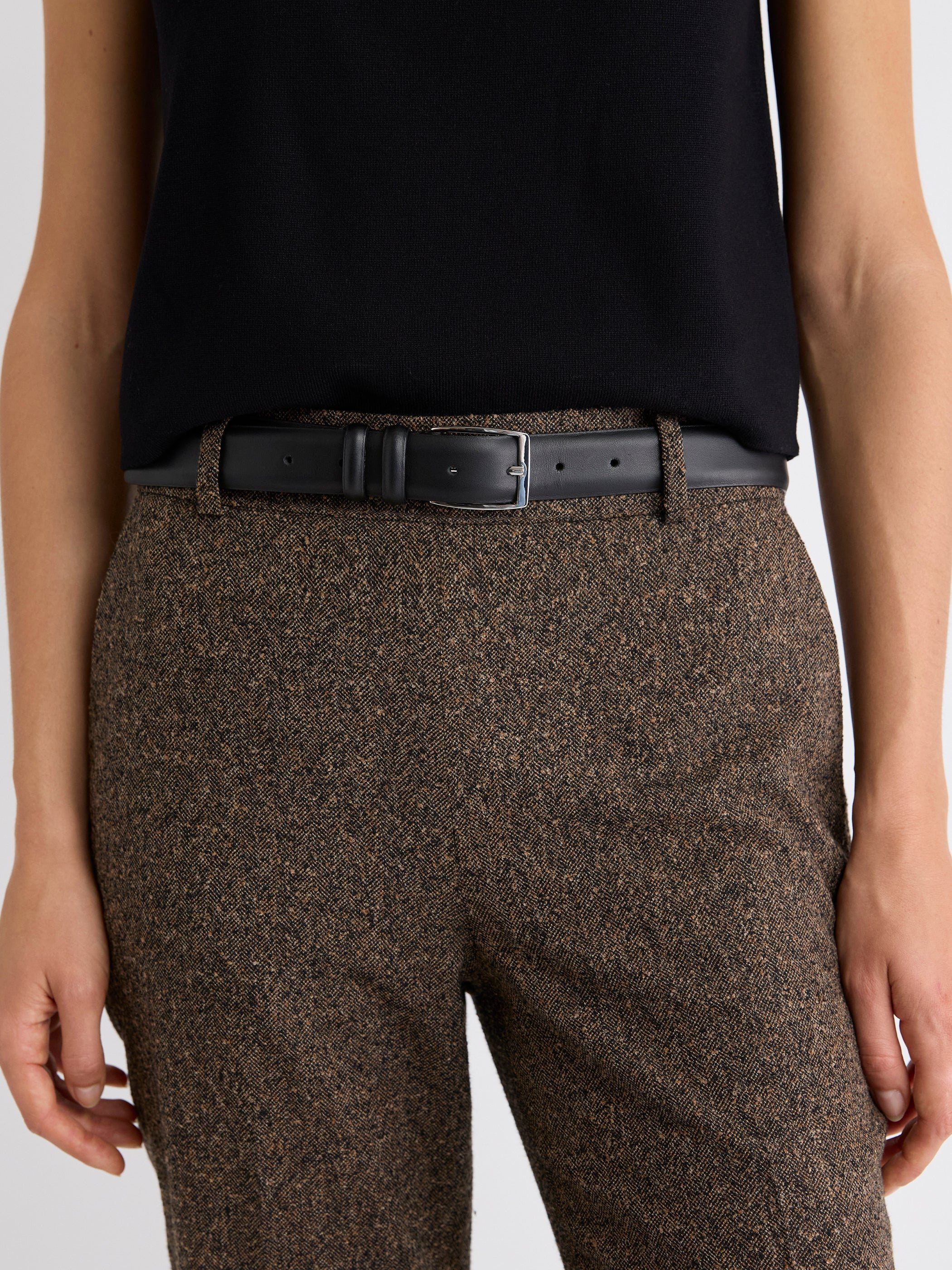 Leather Trouser Belt with Square Buckle rw&co Special Offer