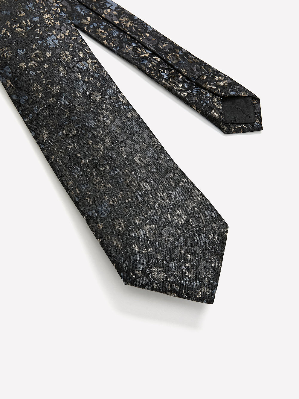 Black Regular Tie with Floral Pattern rw&co Great Value Deal