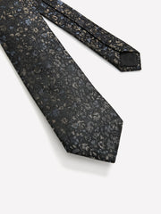 Black Regular Tie with Floral Pattern rw&co Great Value Deal