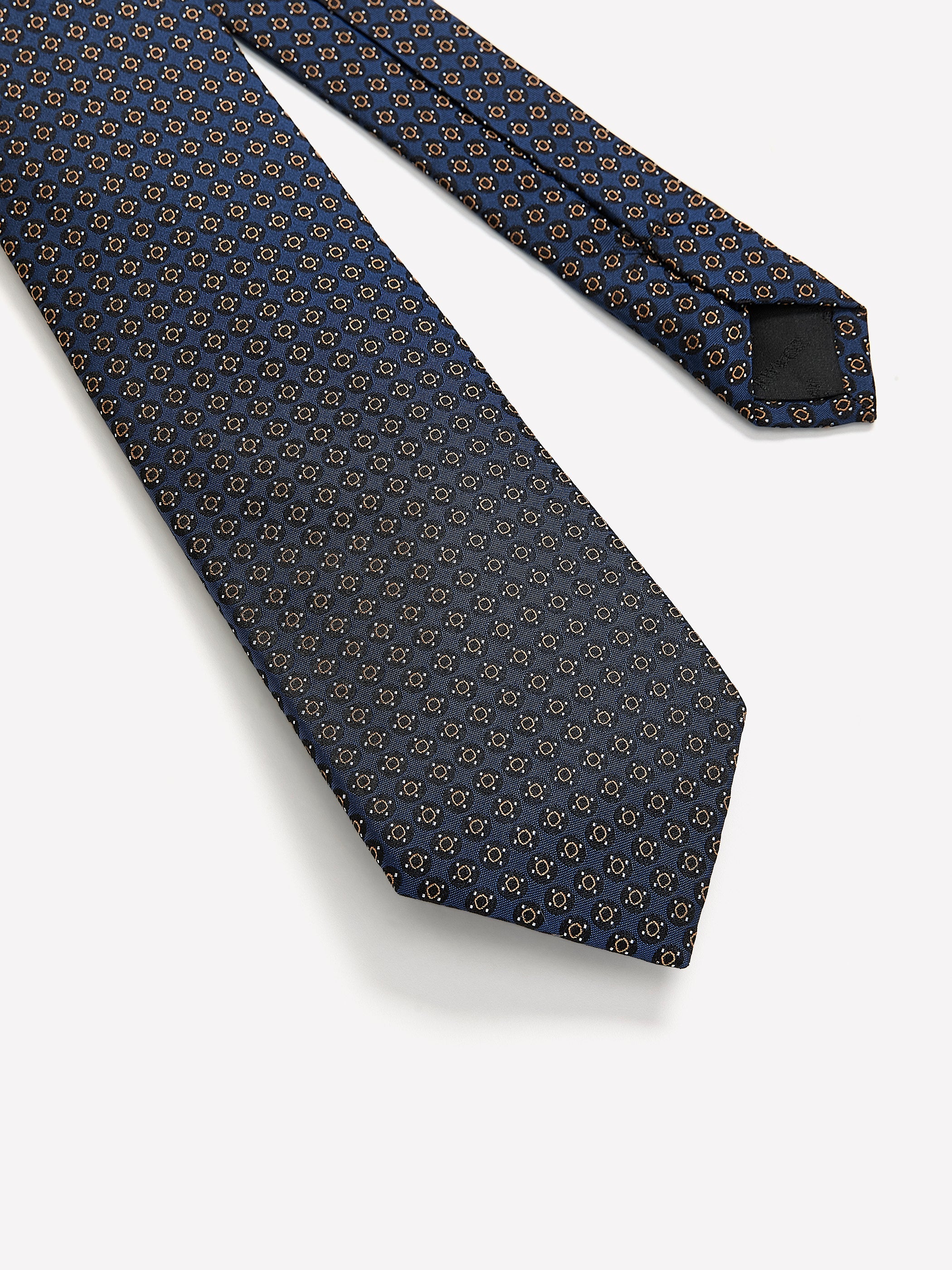 Navy Regular Tie with Geometric Pattern rw&co Limited Time Discount