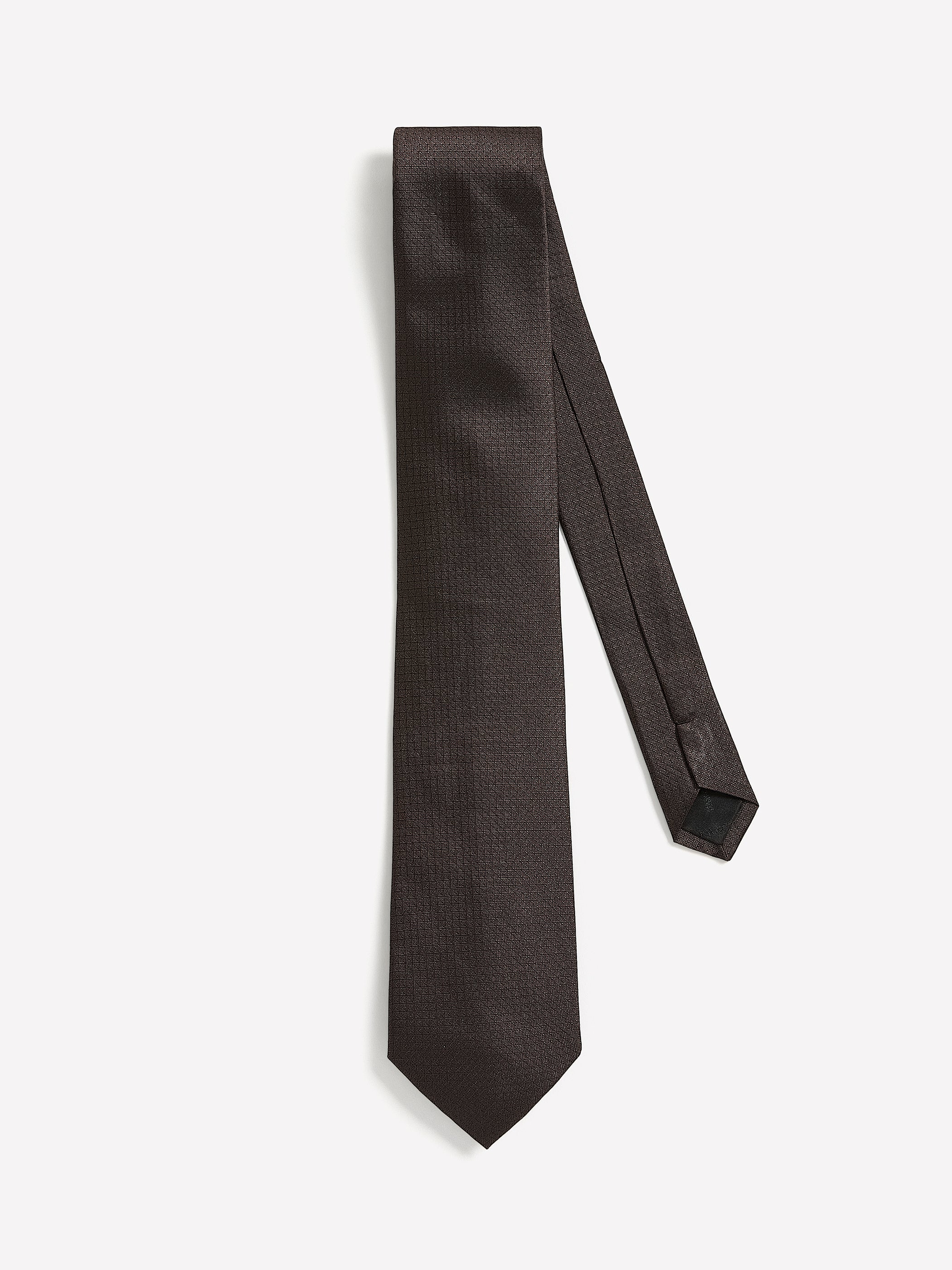 Brown Regular Tie with Geometric Pattern rw&co Special Offer