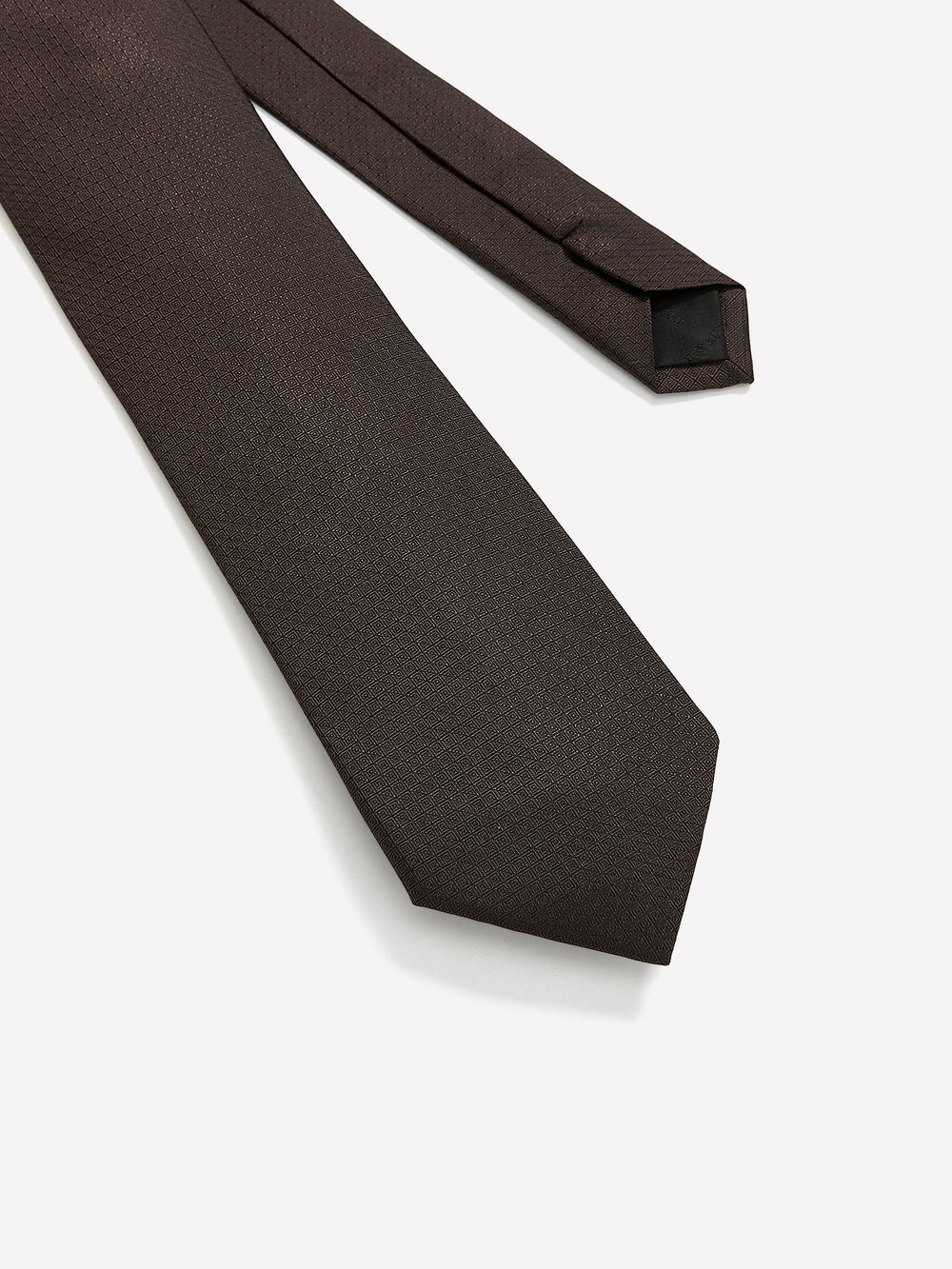 Brown Regular Tie with Geometric Pattern rw&co Special Offer