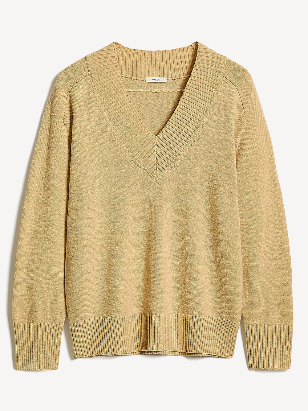 Long-Sleeve V-Neck Merino-Blend Sweater rw&co On Sale