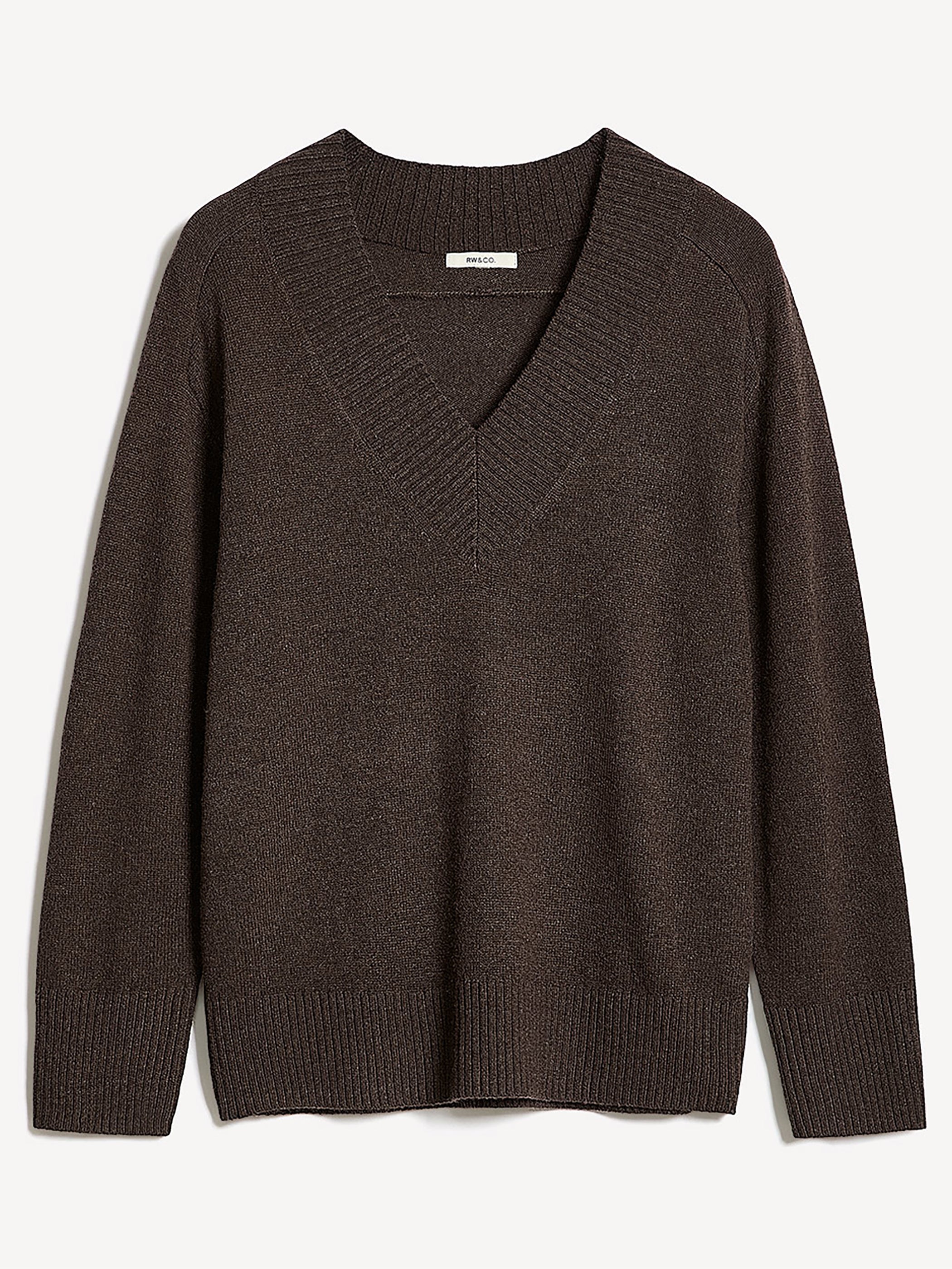 Long-Sleeve V-Neck Merino-Blend Sweater rw&co On Sale