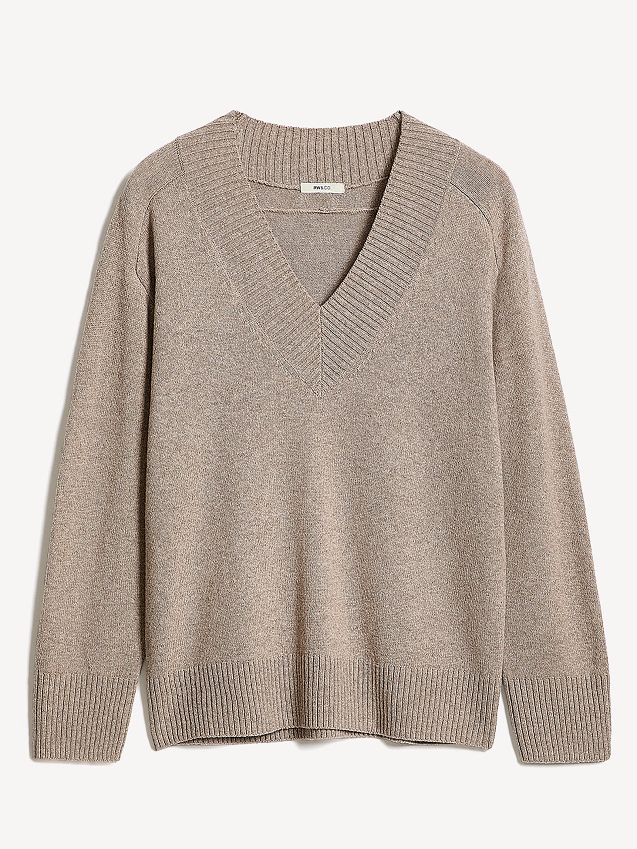 Long-Sleeve V-Neck Merino-Blend Sweater rw&co On Sale