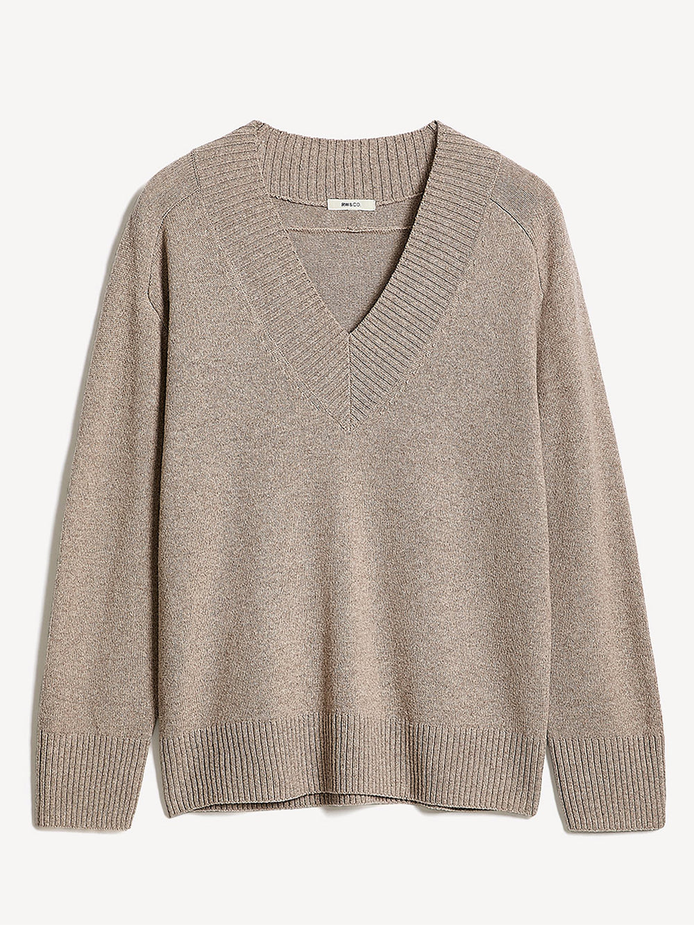 Long-Sleeve V-Neck Merino-Blend Sweater rw&co On Sale