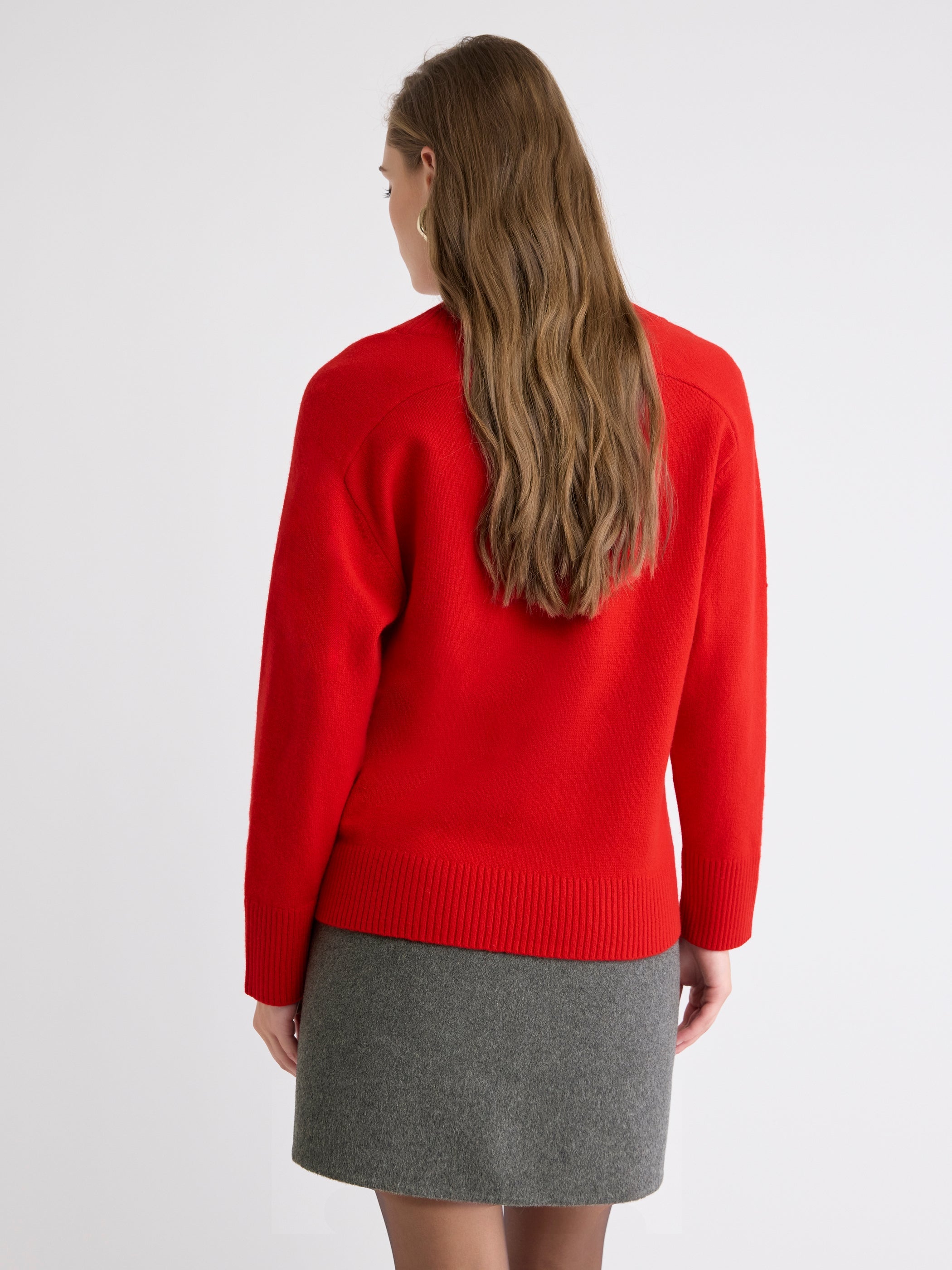 Long-Sleeve V-Neck Merino-Blend Sweater rw&co On Sale