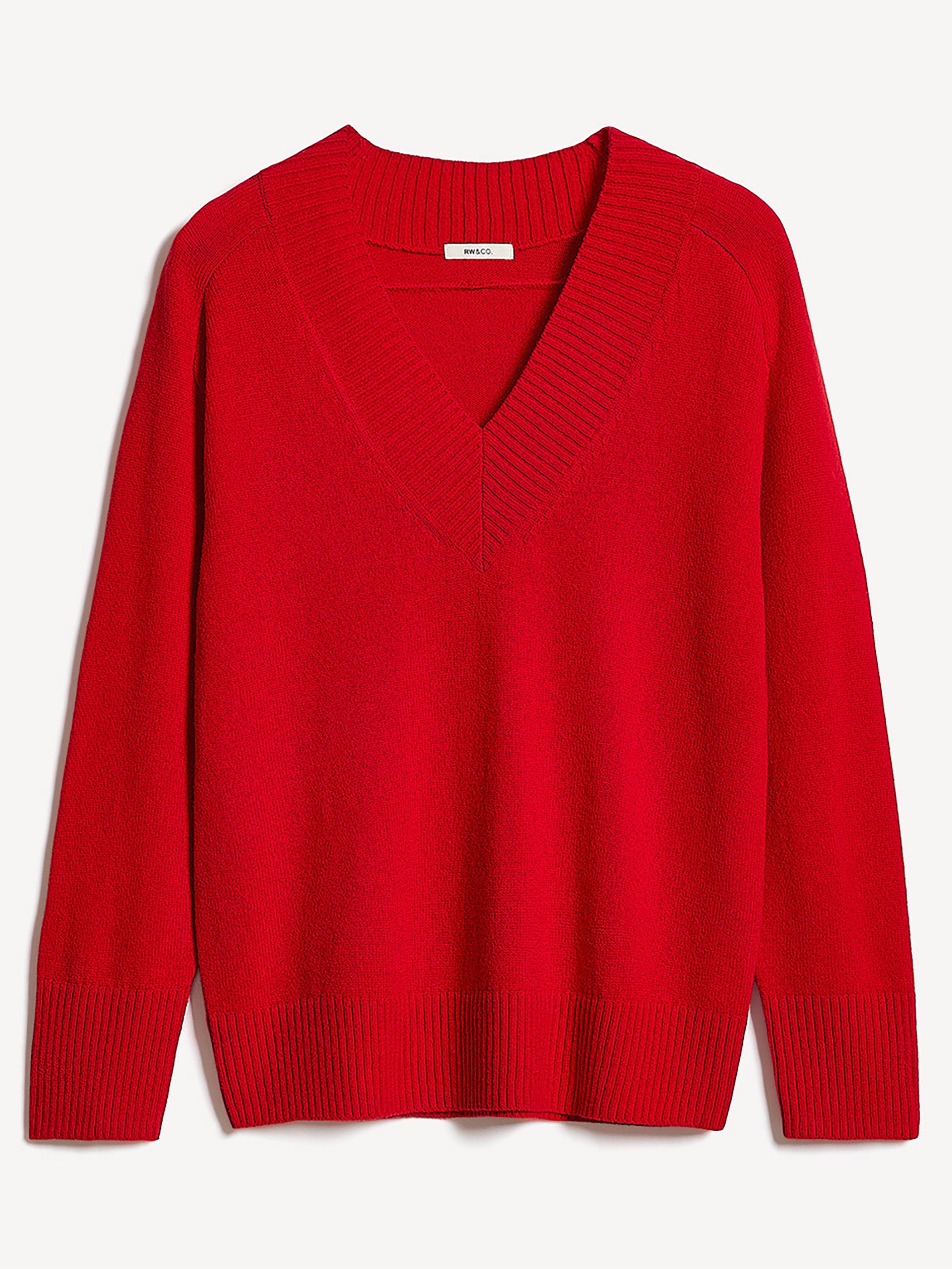 Long-Sleeve V-Neck Merino-Blend Sweater rw&co On Sale