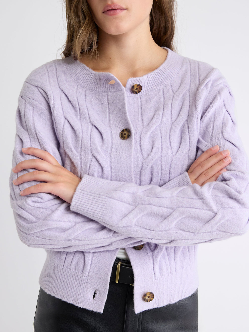 Long-Sleeve Cable-Stitch Cardigan rw&co Exclusive Sale Price