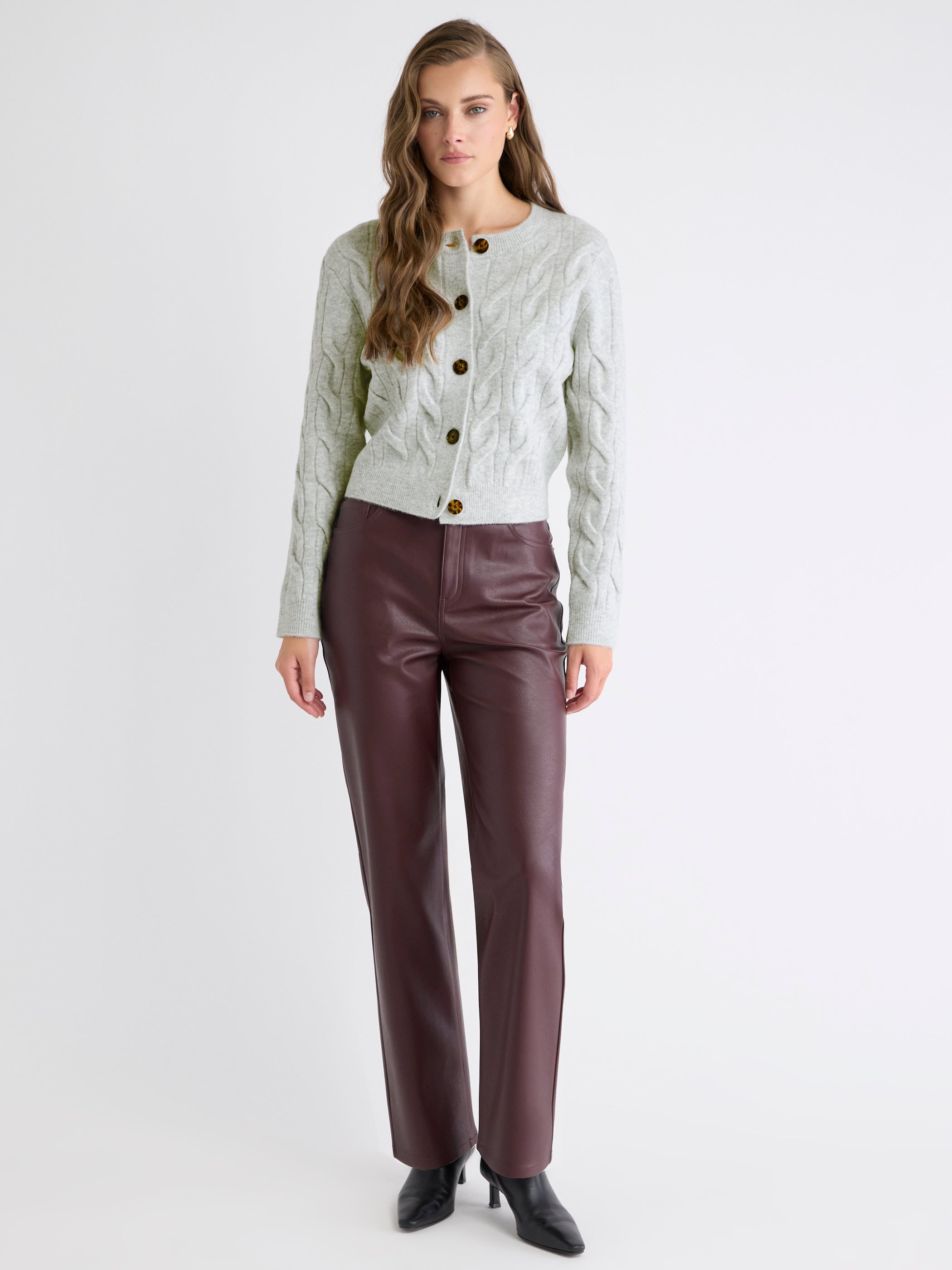 Long-Sleeve Cable-Stitch Cardigan rw&co Exclusive Sale Price