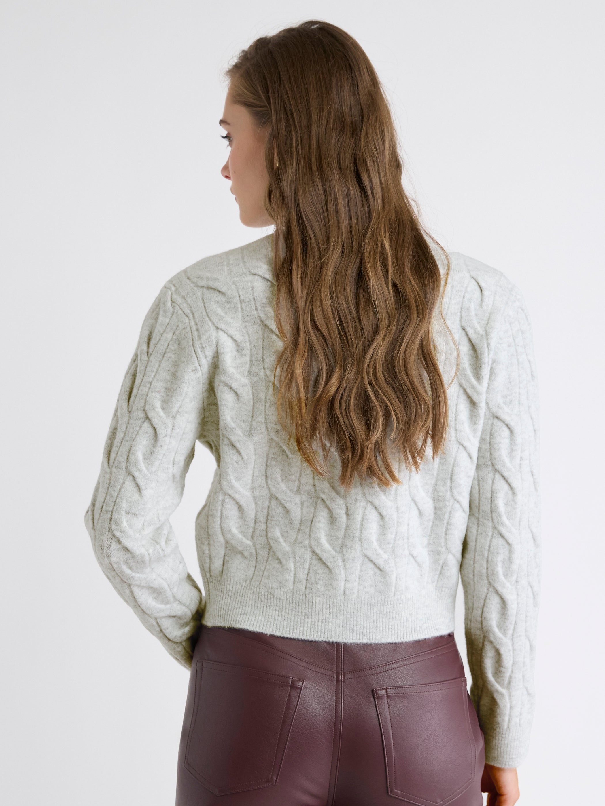 Long-Sleeve Cable-Stitch Cardigan rw&co Exclusive Sale Price