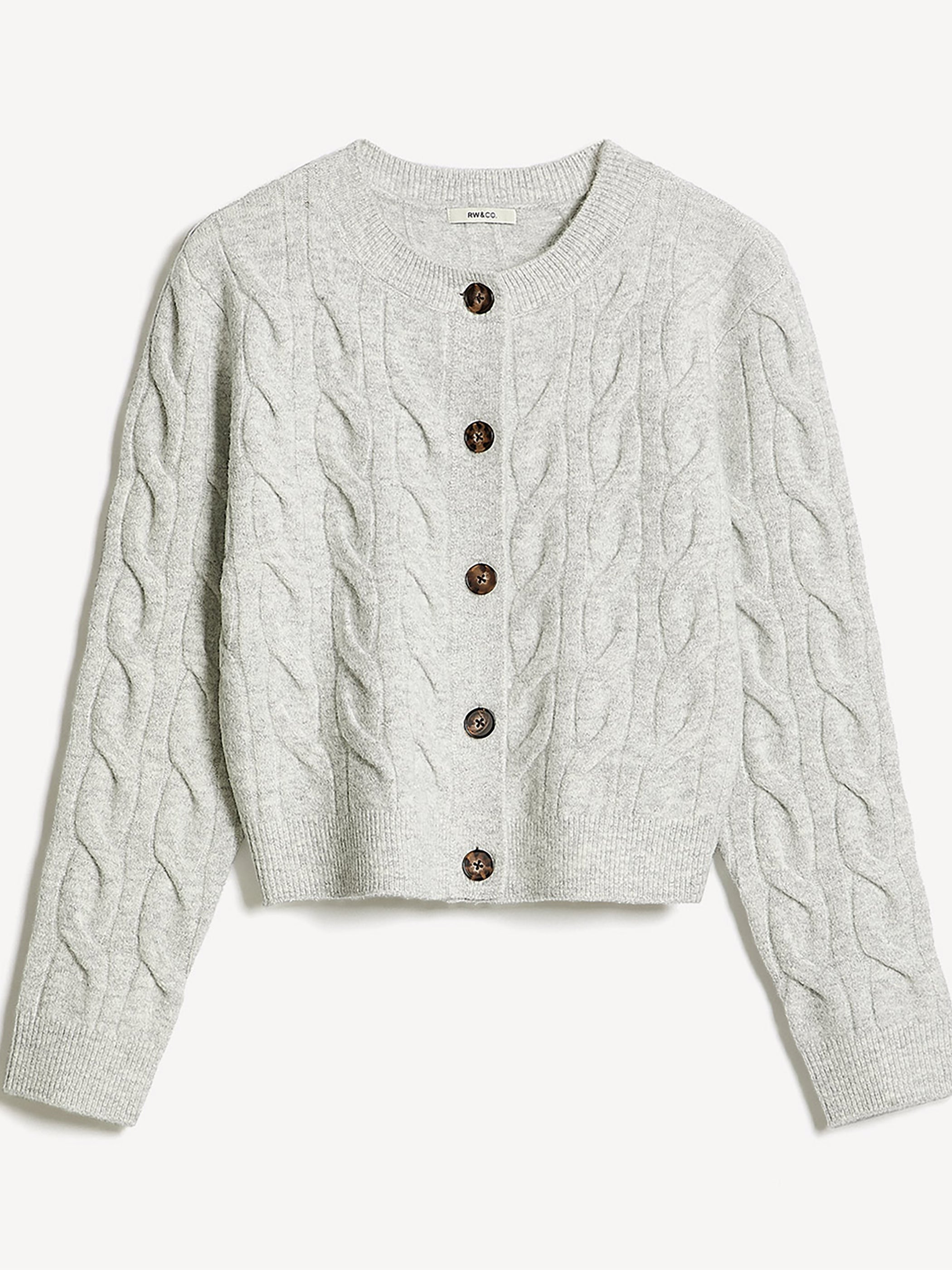 Long-Sleeve Cable-Stitch Cardigan rw&co Exclusive Sale Price