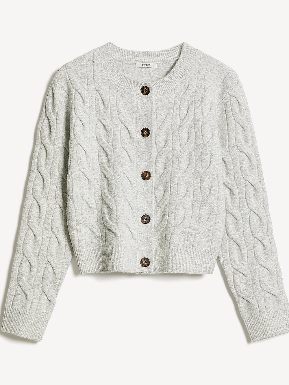 Long-Sleeve Cable-Stitch Cardigan rw&co Exclusive Sale Price
