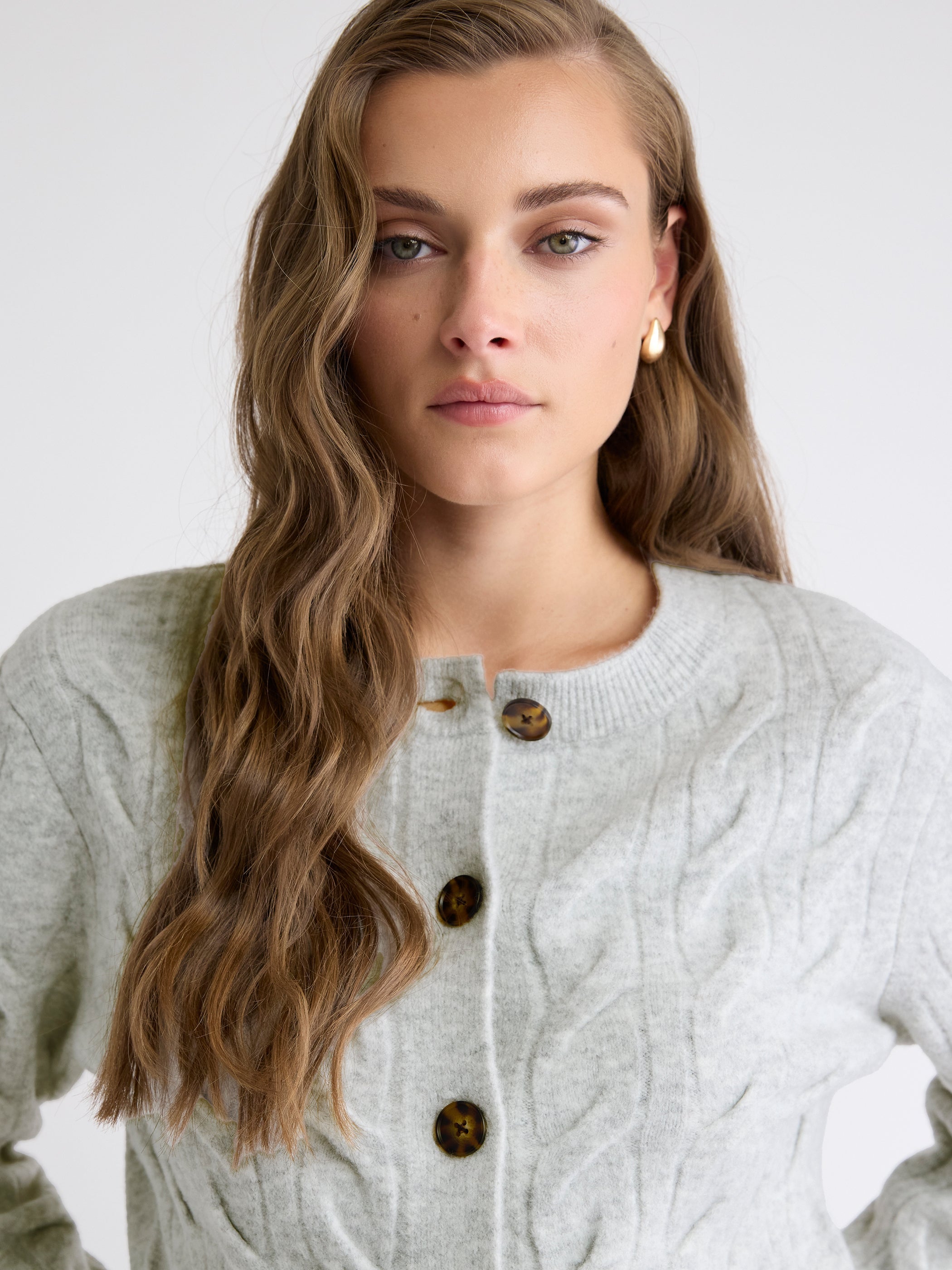 Long-Sleeve Cable-Stitch Cardigan rw&co Exclusive Sale Price